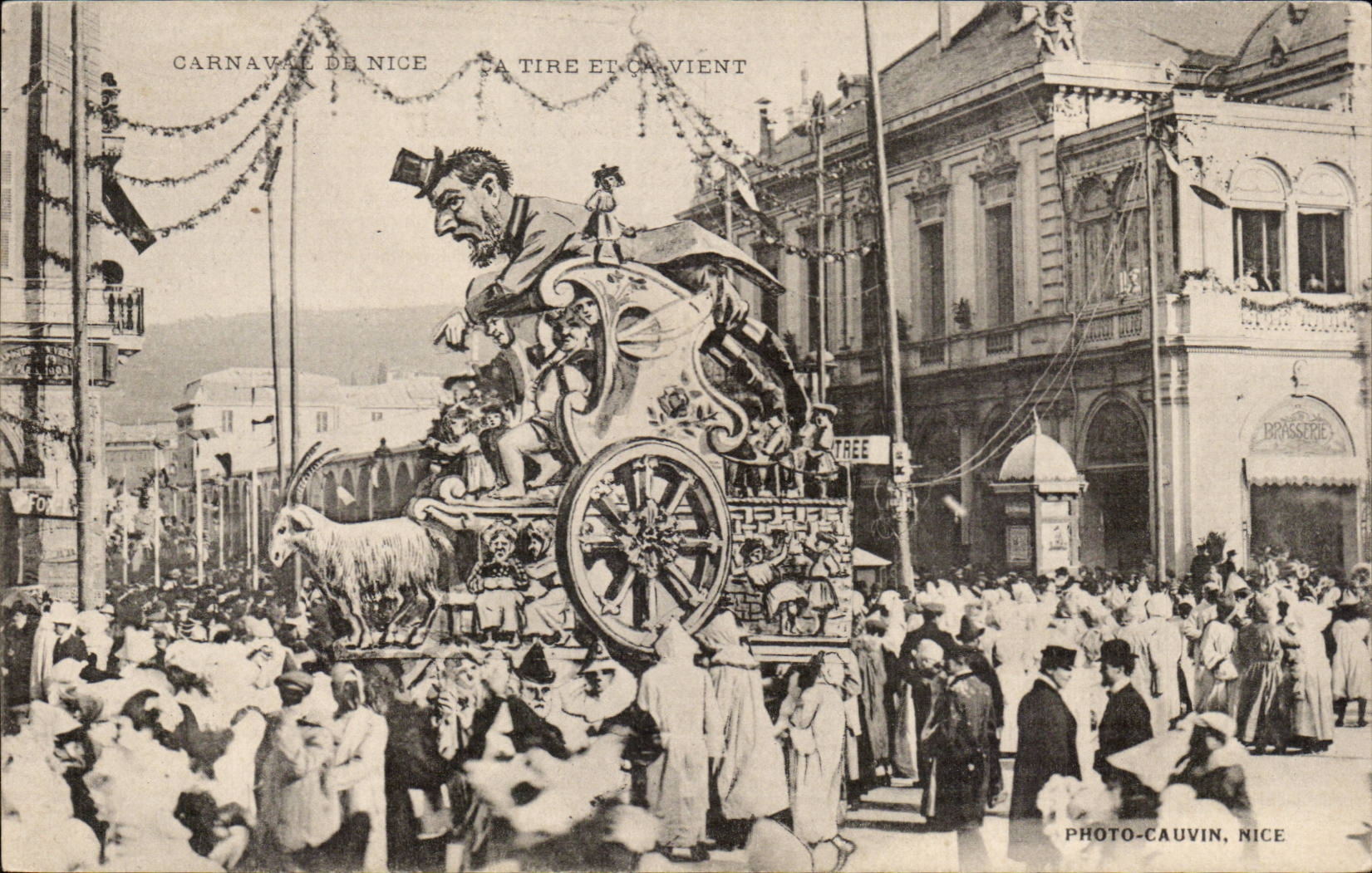 Nett - Karneval von Nizza - das Auto - Behalter - Clown-Karnevals-Ziege-Ziege - CPA