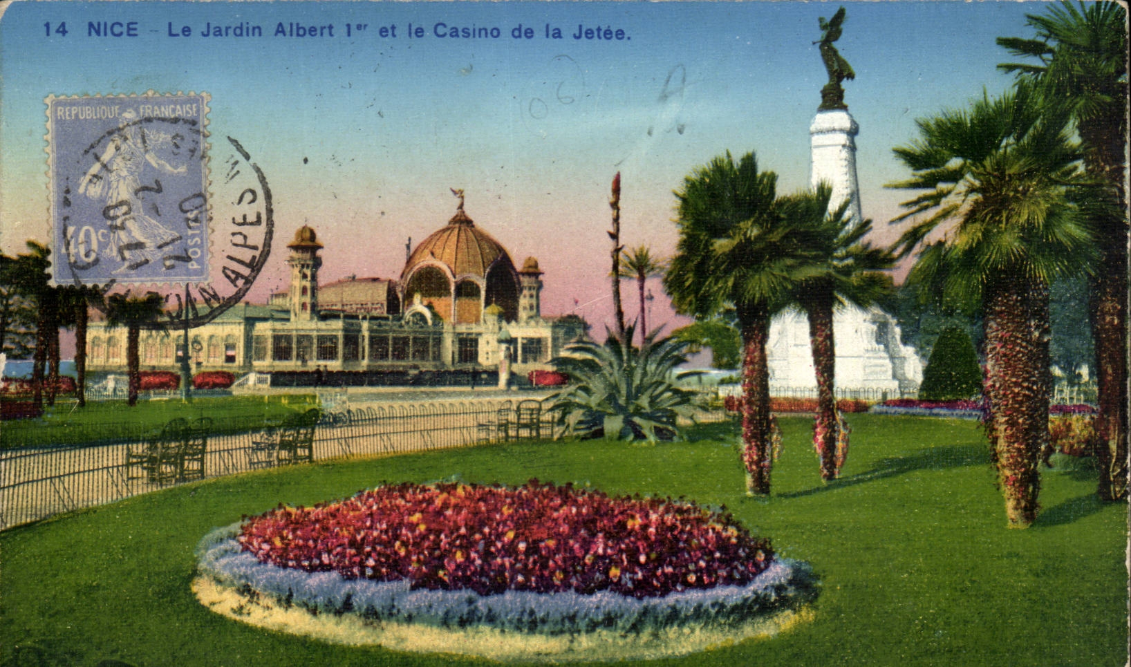 Nettes CPA der Garten Albert 1 und das Kasino des Piers