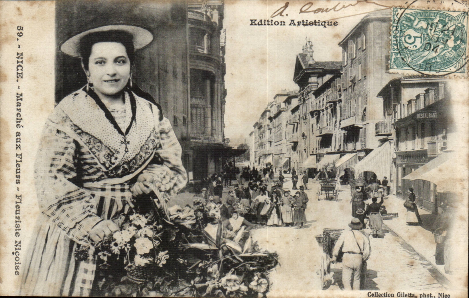 Nette - mit den Blumen Fleurist Nicoise vermarkten - Frau - Phantasie - CPA