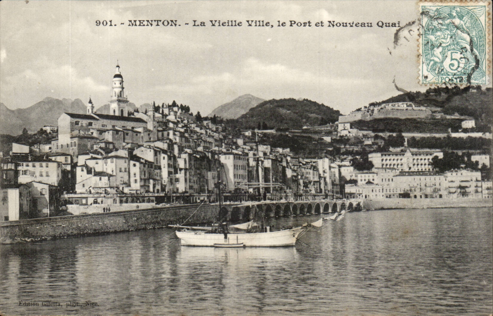 Menton - the Old City - the Port and New Quay - CPA