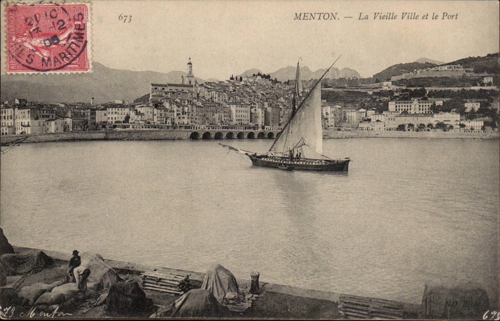 Menton - the Port and it old city - CPA