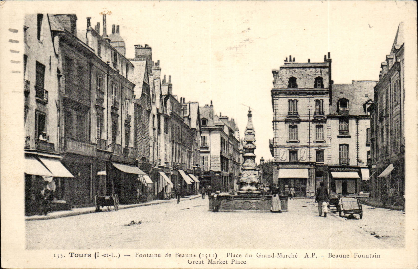 Tours - Fontaine Beaune - Place du Grand Marche - CPA