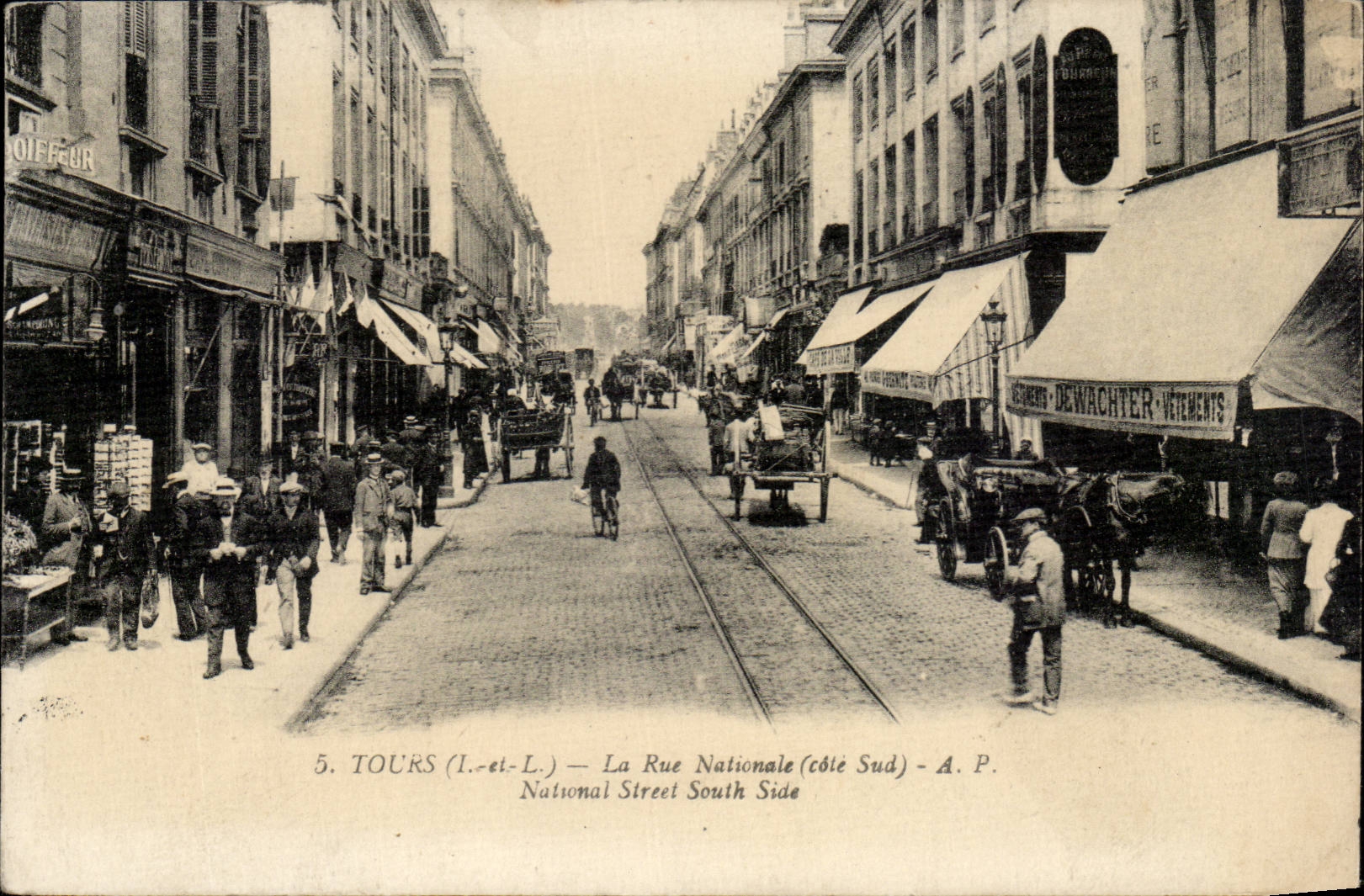 Tours - La Rue Nationale - Dewachter vetements - CPA