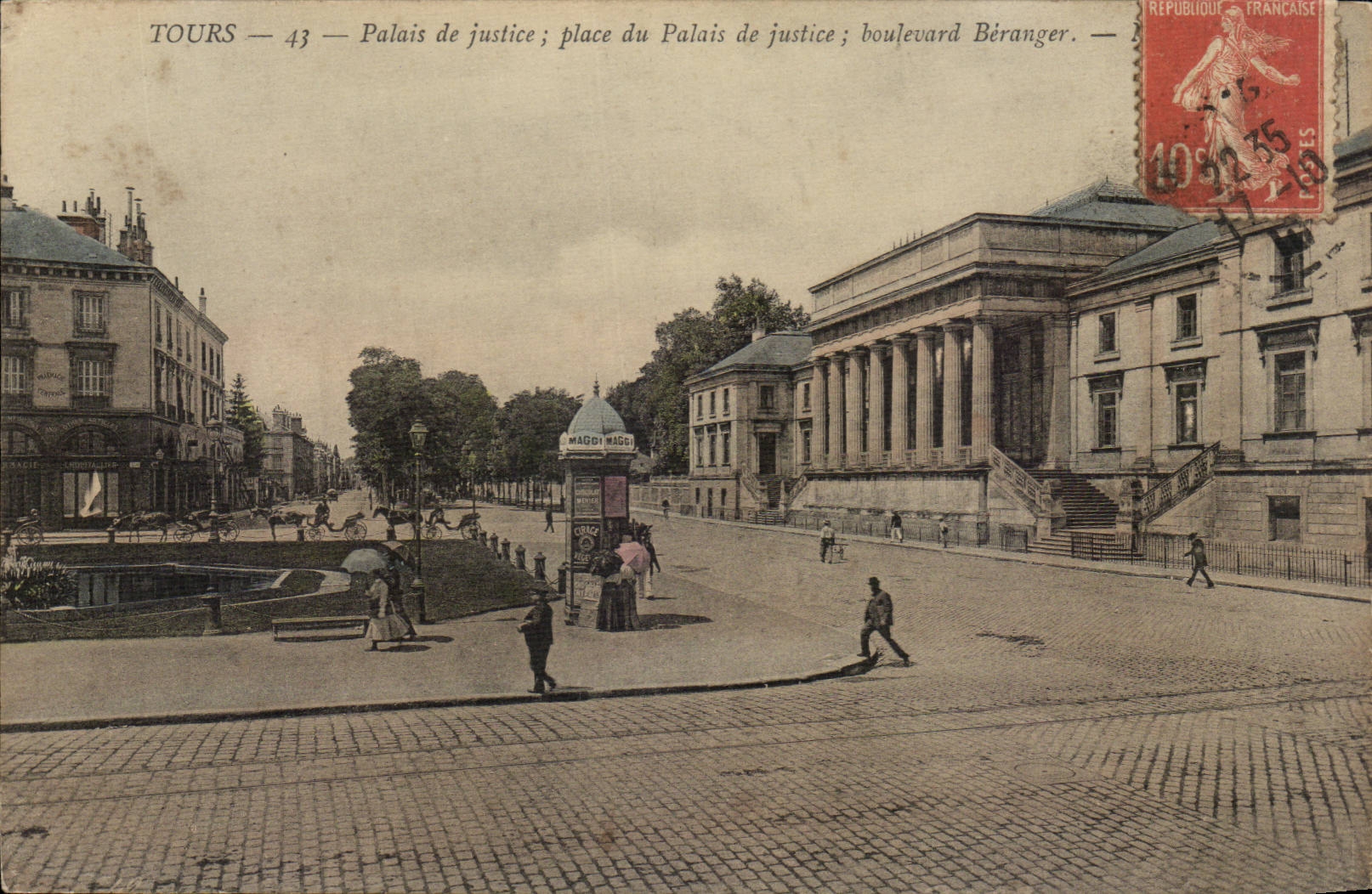 Tours - Palais de Justice et Place du Palais de Justice - Boulevard Beranger - CPA