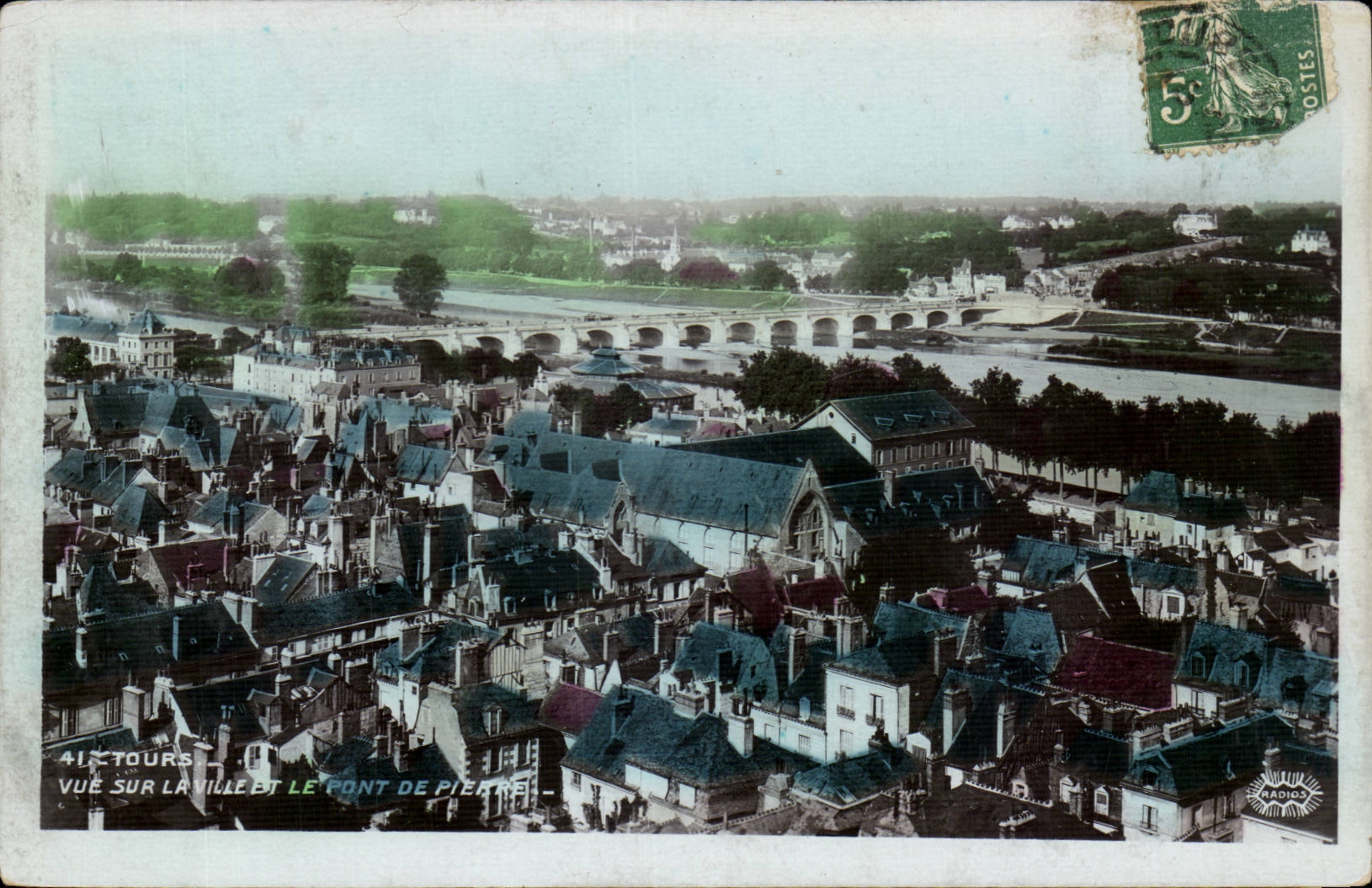 Tours - Vue sur la Ville et le Pont de Pierre - Bridge - CPA