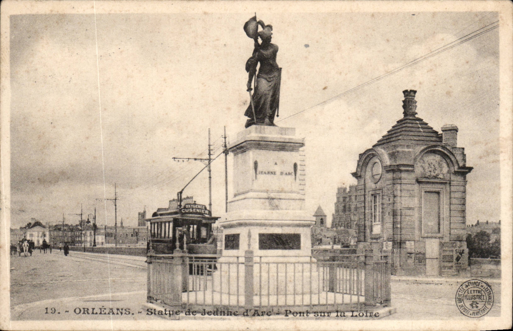 Orleans CPA Statue of Jeanne of arc Bridge on the Loire
