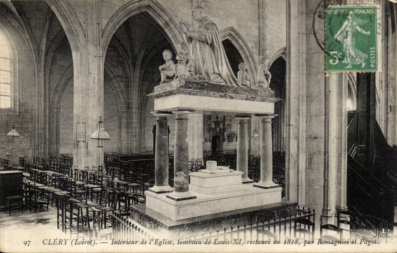 Clery CPA Interieur of the church tomb of Louis XI restores in 1818 by Ronmagnesi and PAgiot