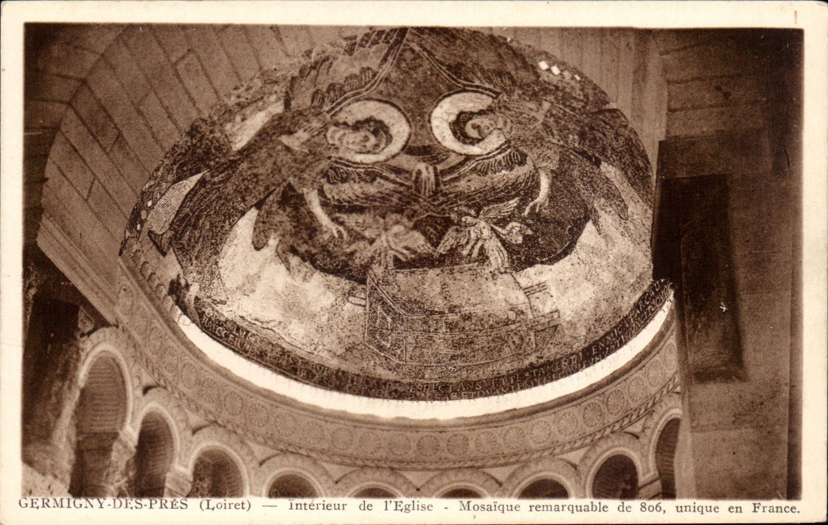 Germigny of Close Interior CPA of the remarkable Mosaic church of 806