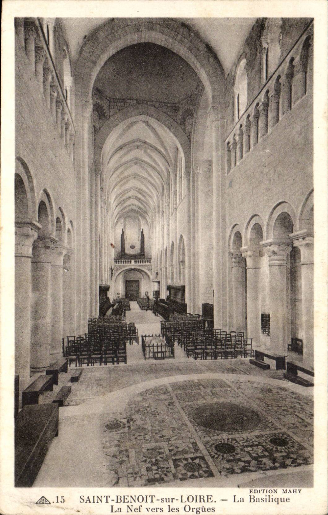 Saint Benoit on the Loire CPA the nave towards the organ