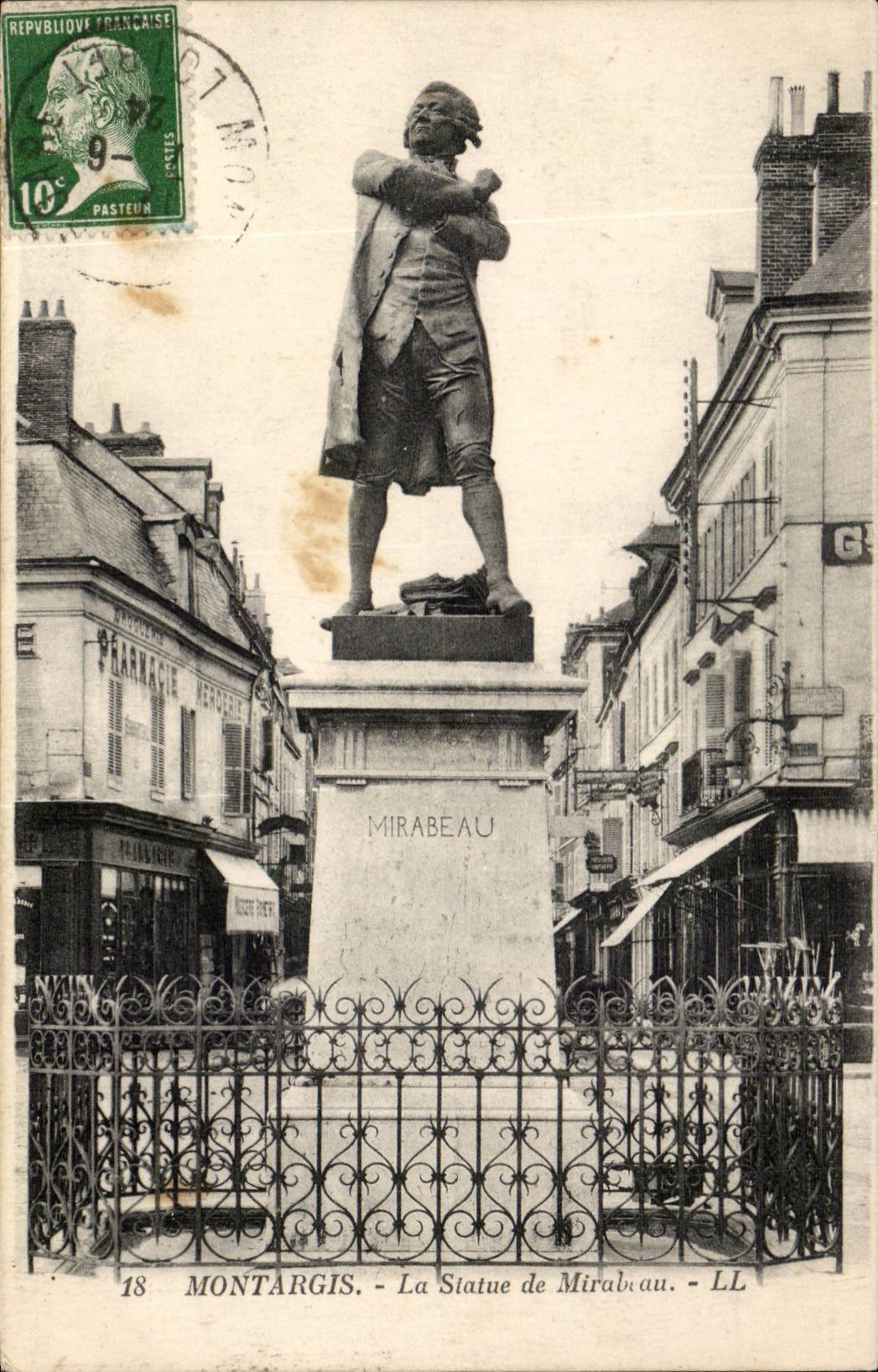 CPA Montargis Statue of Mirabeau