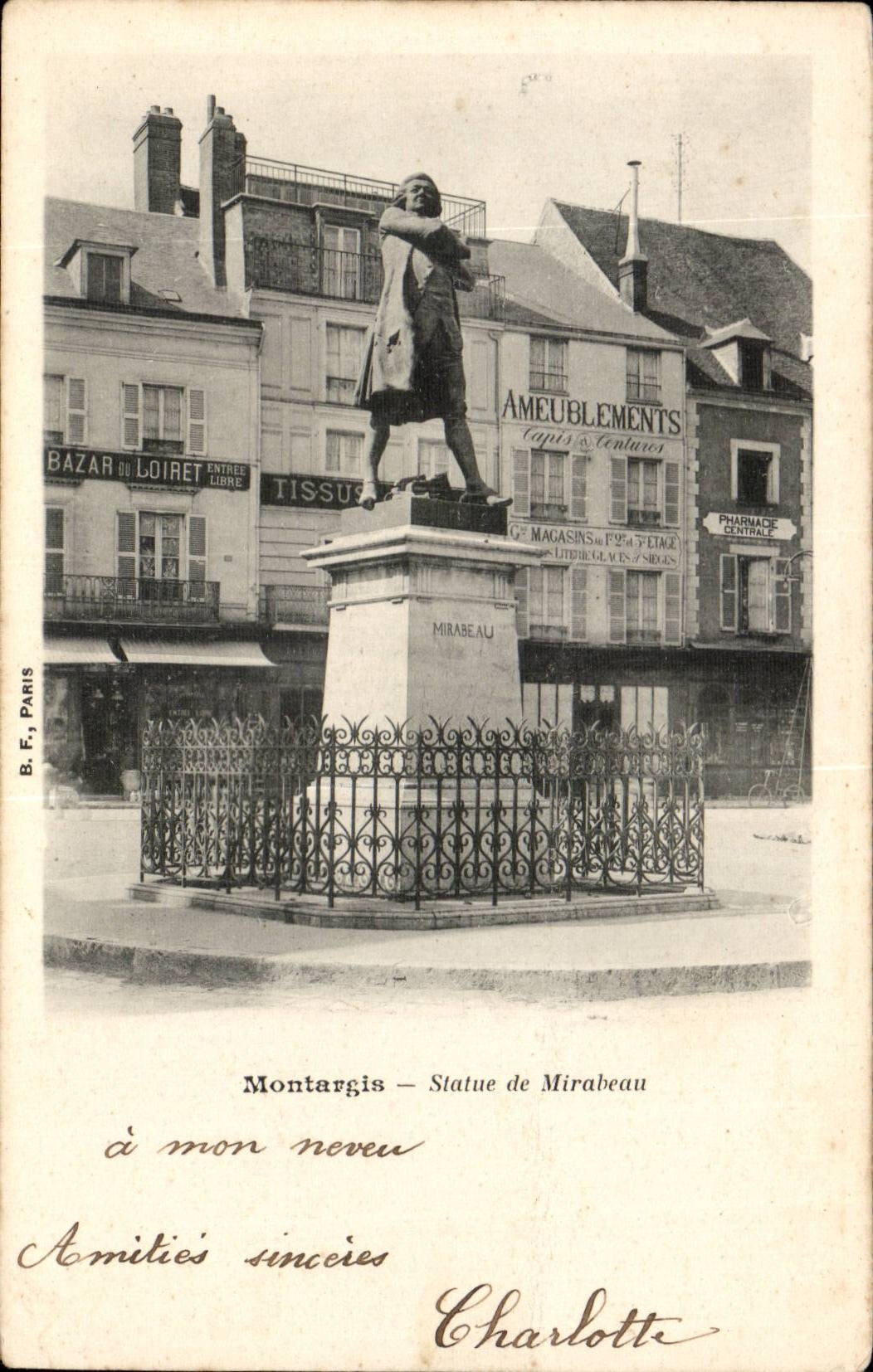 Montargis CPA Statue of Mirabeau