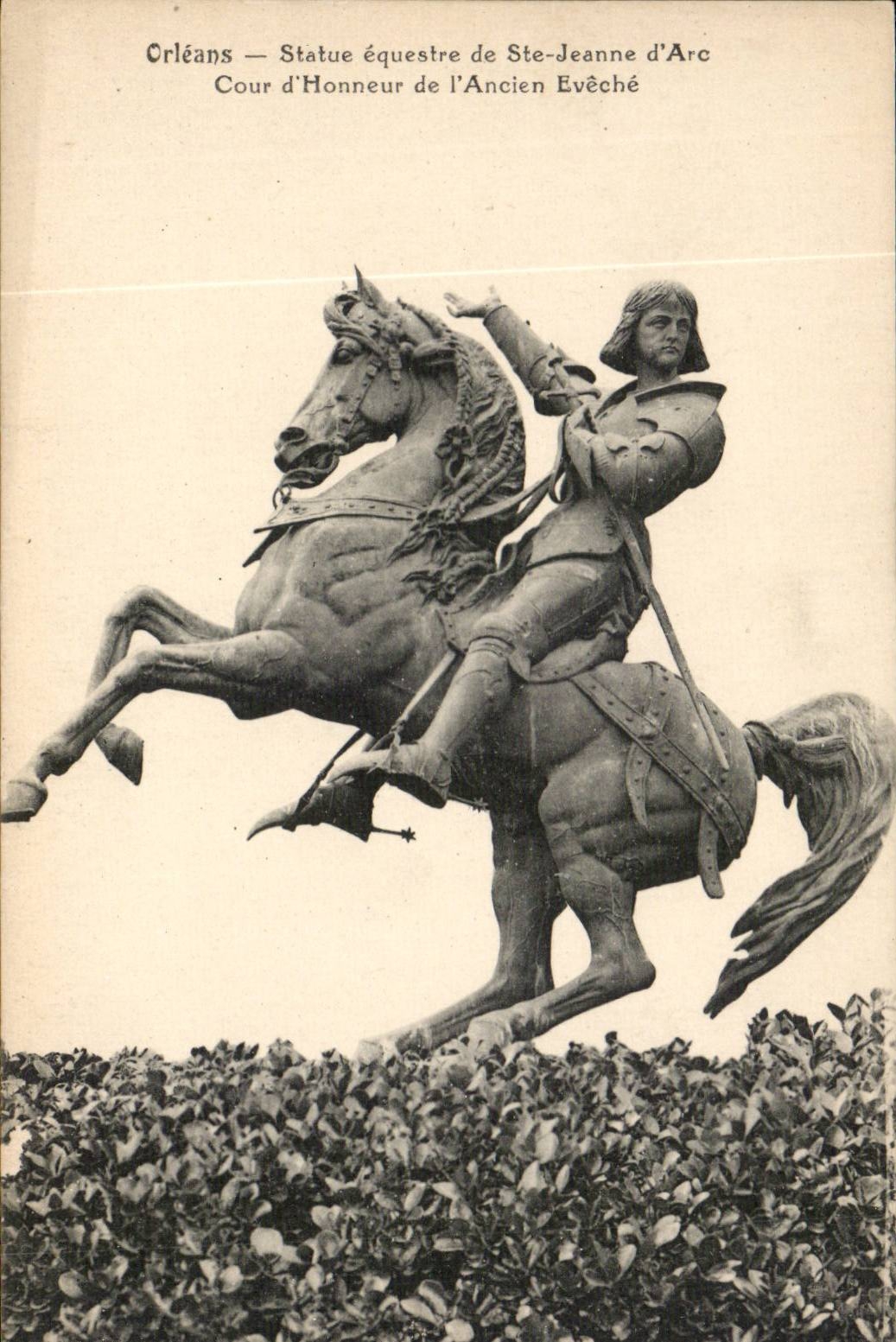 Orleans CPA Statue equestrian of co Jeanne of arc Main courtyard of old the eveche