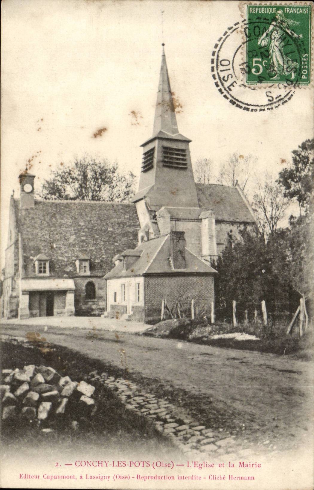 Conchy Pots - the Church and Town hall CPA