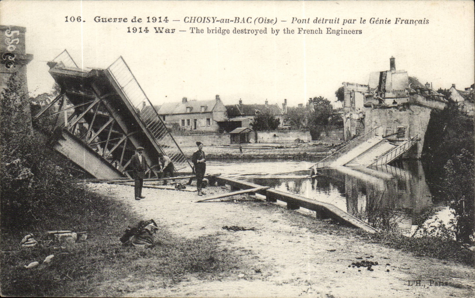 Choisy mit der Brucke des Bottichs CPA zerstort durch das franzosische Genie