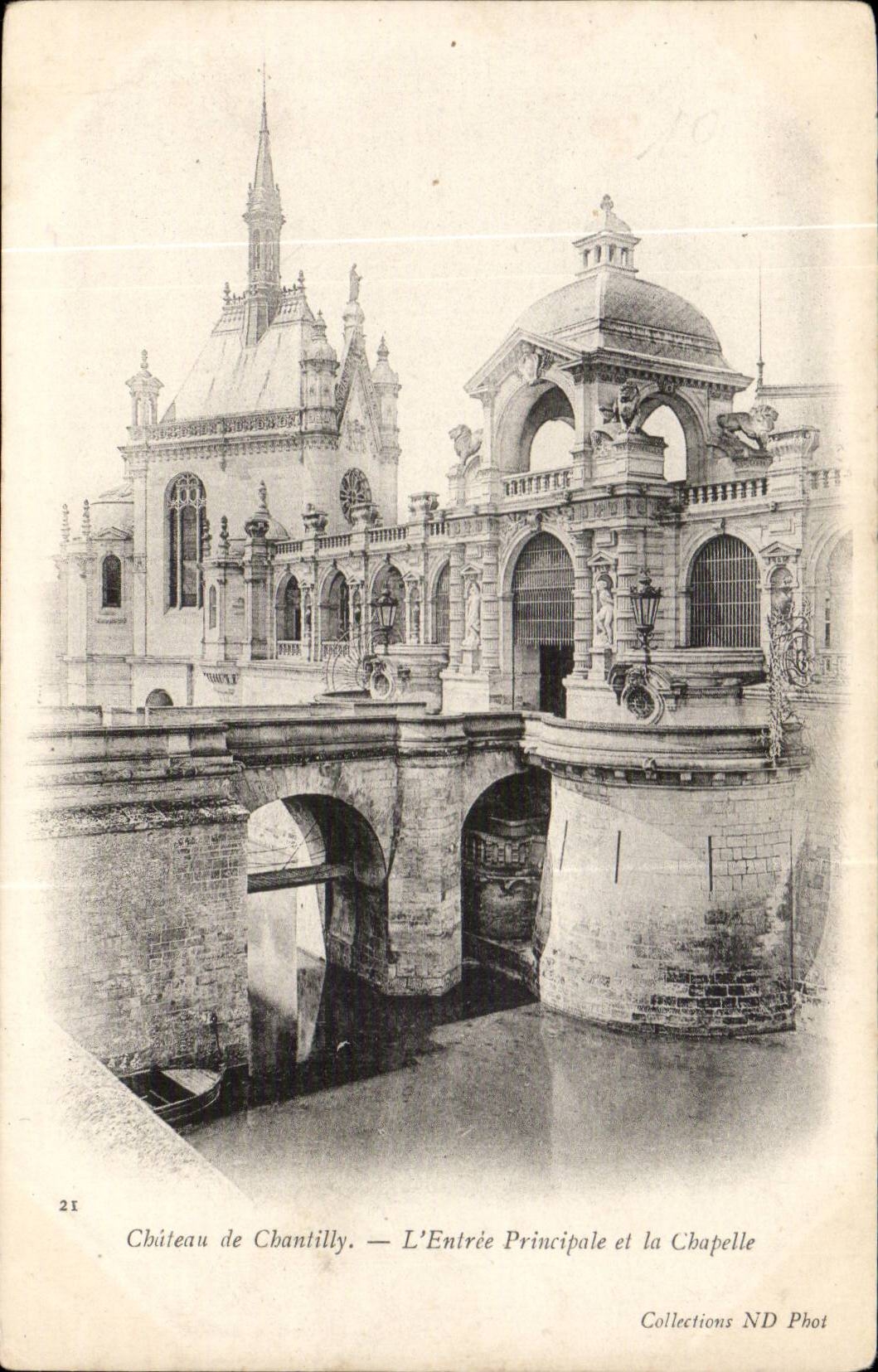 CPA Castle of Chantilly the main entrance and the vault