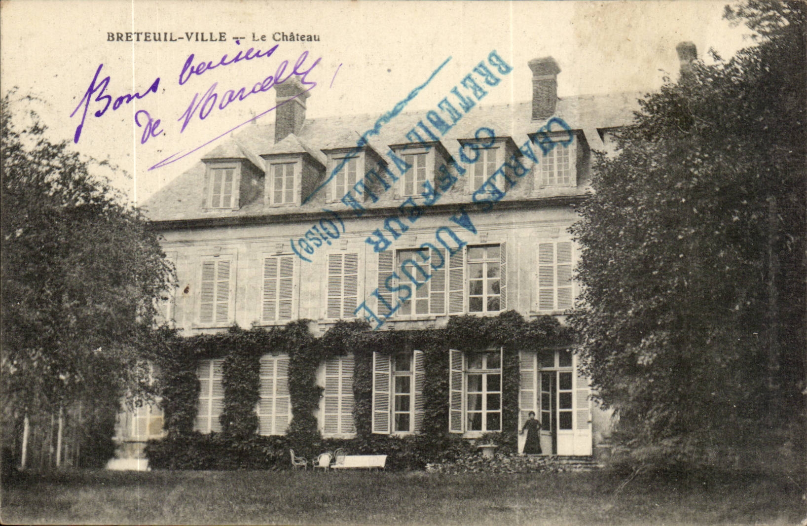 Breteuil CPA the castle (with the recot seal Charles Auguste Coiffeur)