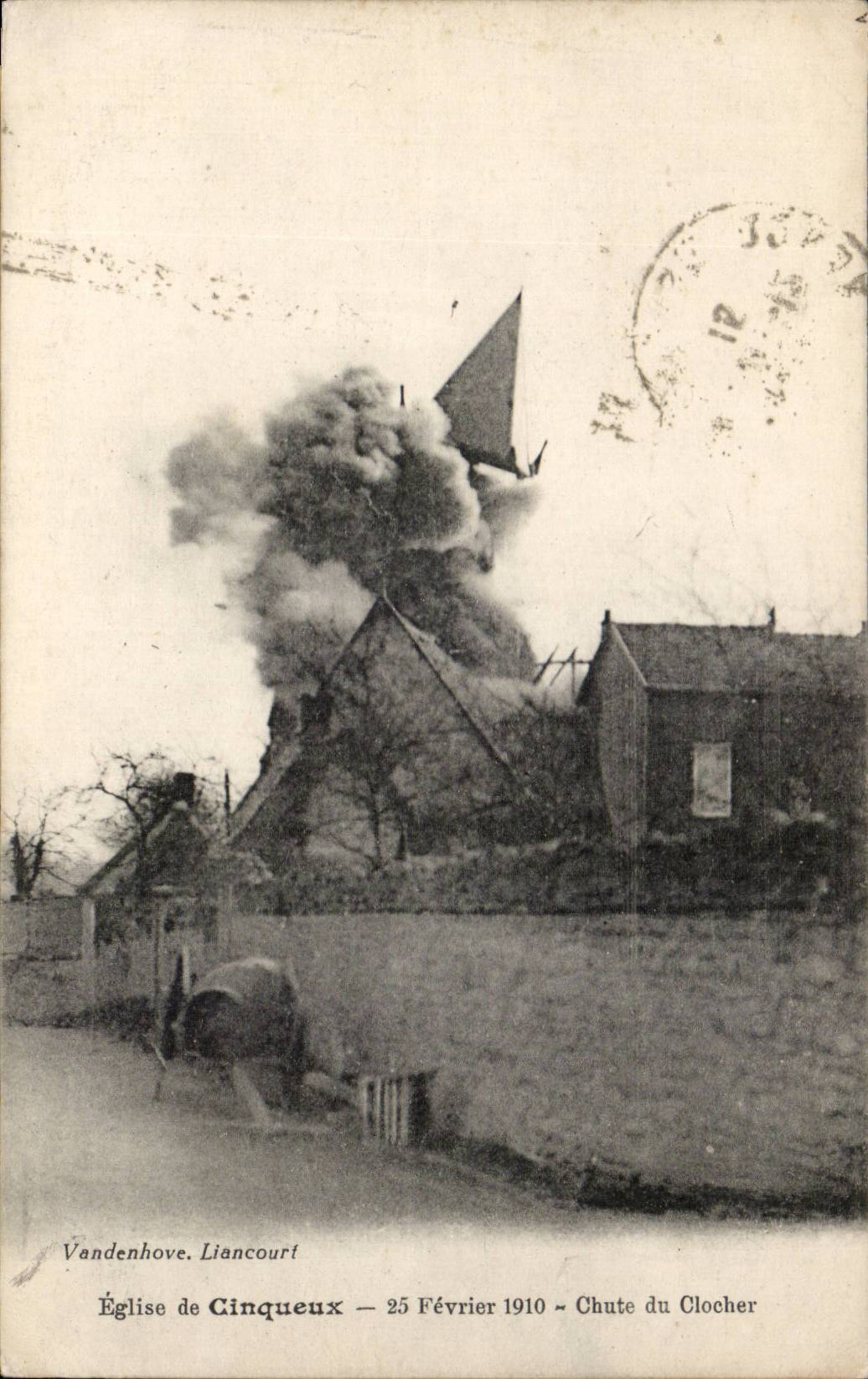 Kirche Cinqueux CPA der 25 Februar 1910-Falle des Glockeaufsatzes