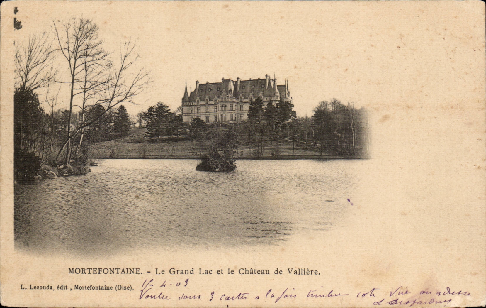 Mortefontaine CPA der grosse See und das Schloss von Valliere