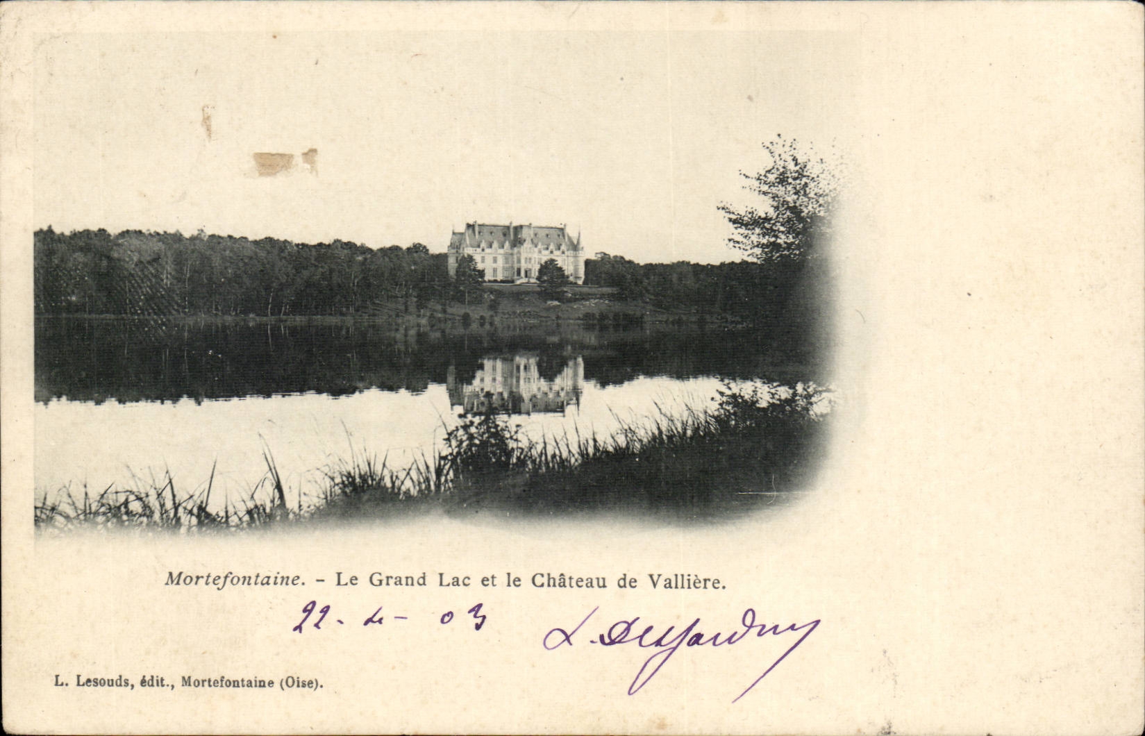 Mortefontaine CPA der grosse See und das Schloss von Valliere