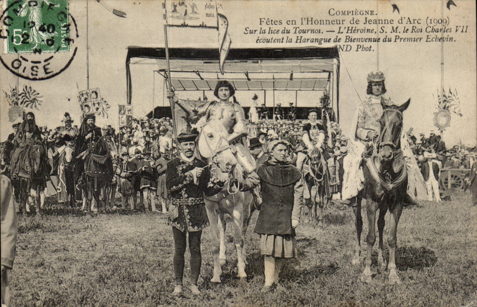 Compiegne CPA Festivals in der Ehre von Jeanne des Bogens (1909) auf der Schnur des Turniers