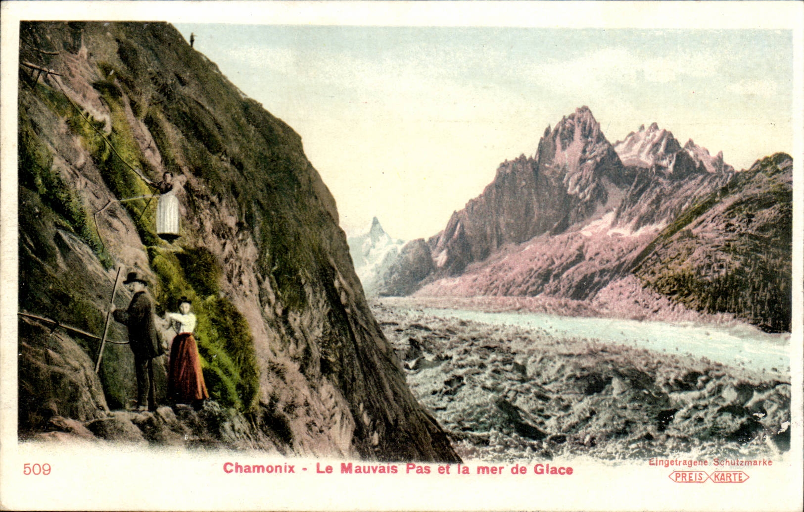 Chamonix CPA Le mauvais pas et la mer de glace