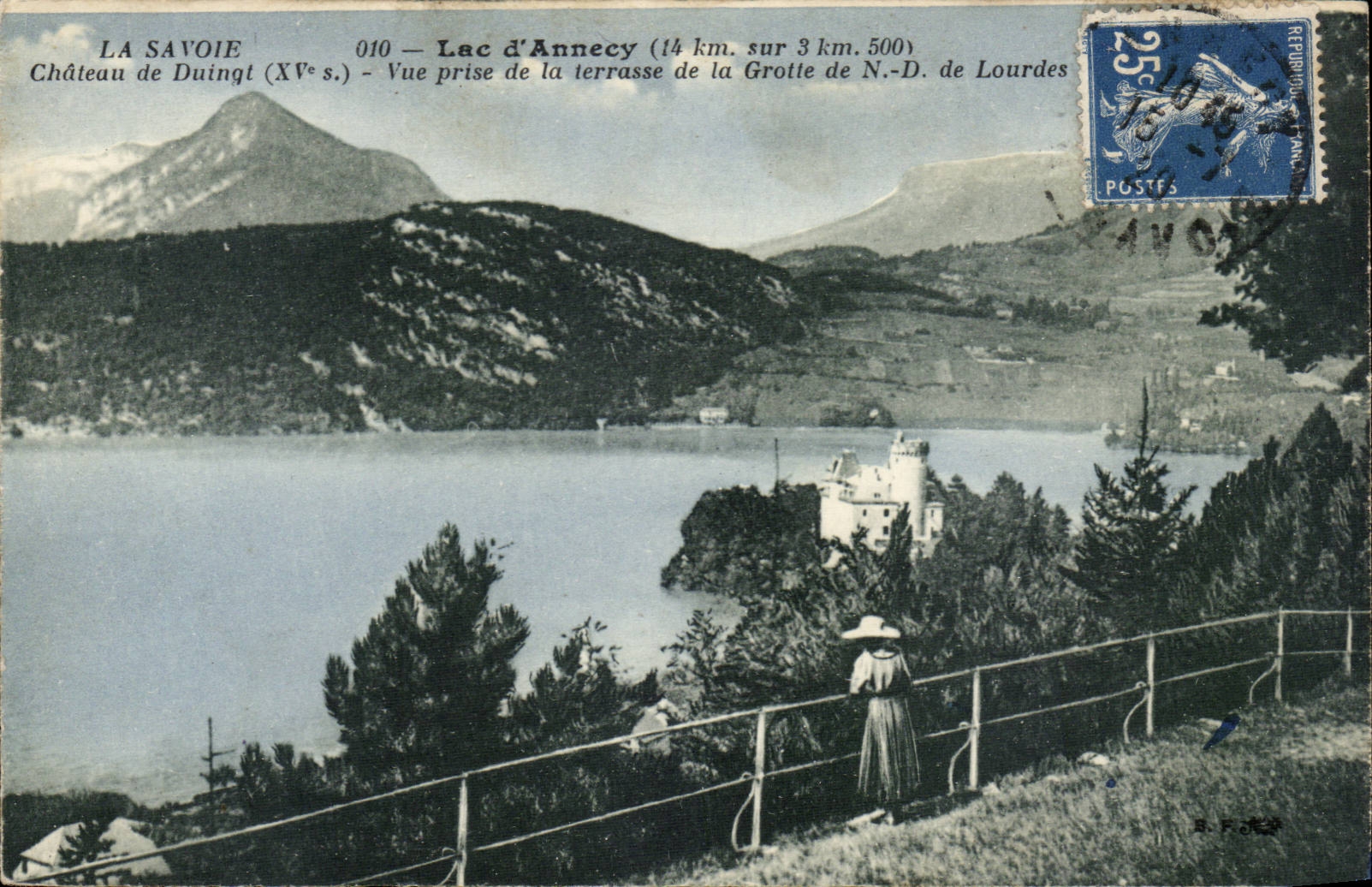 CPA Lake Annecy Castle of Duingt Seen from of the terrace of the ND cave of Lourdes
