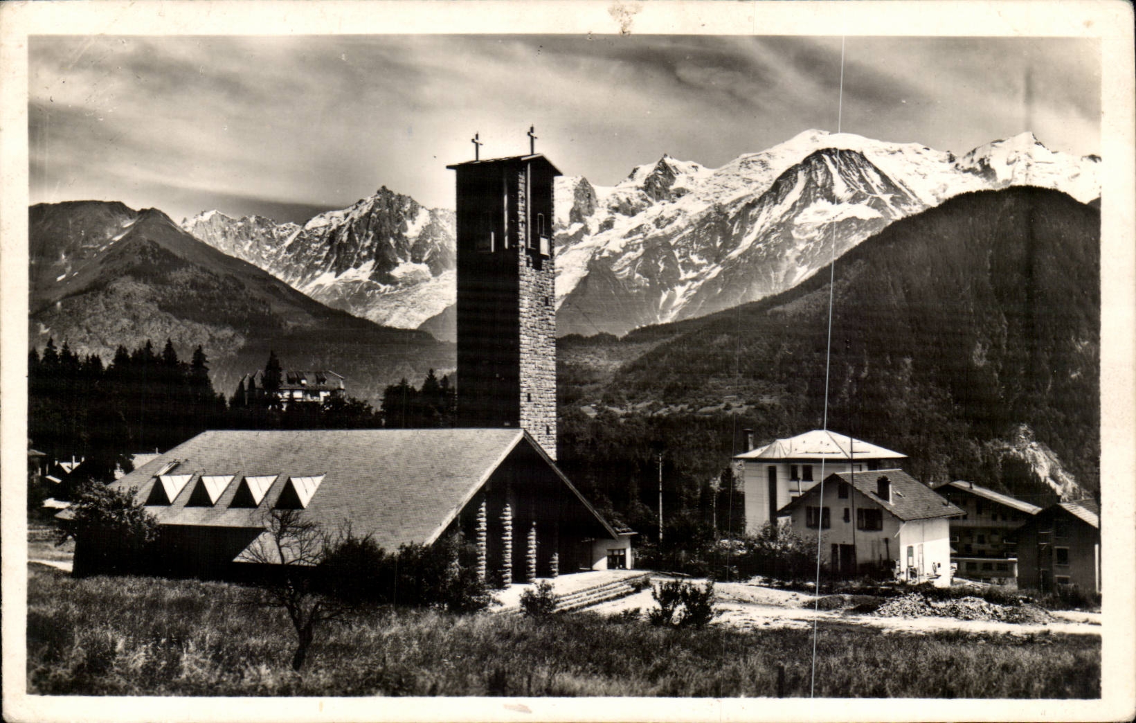 MODERN CARD Plate of ESA the church and the Mount Blanc