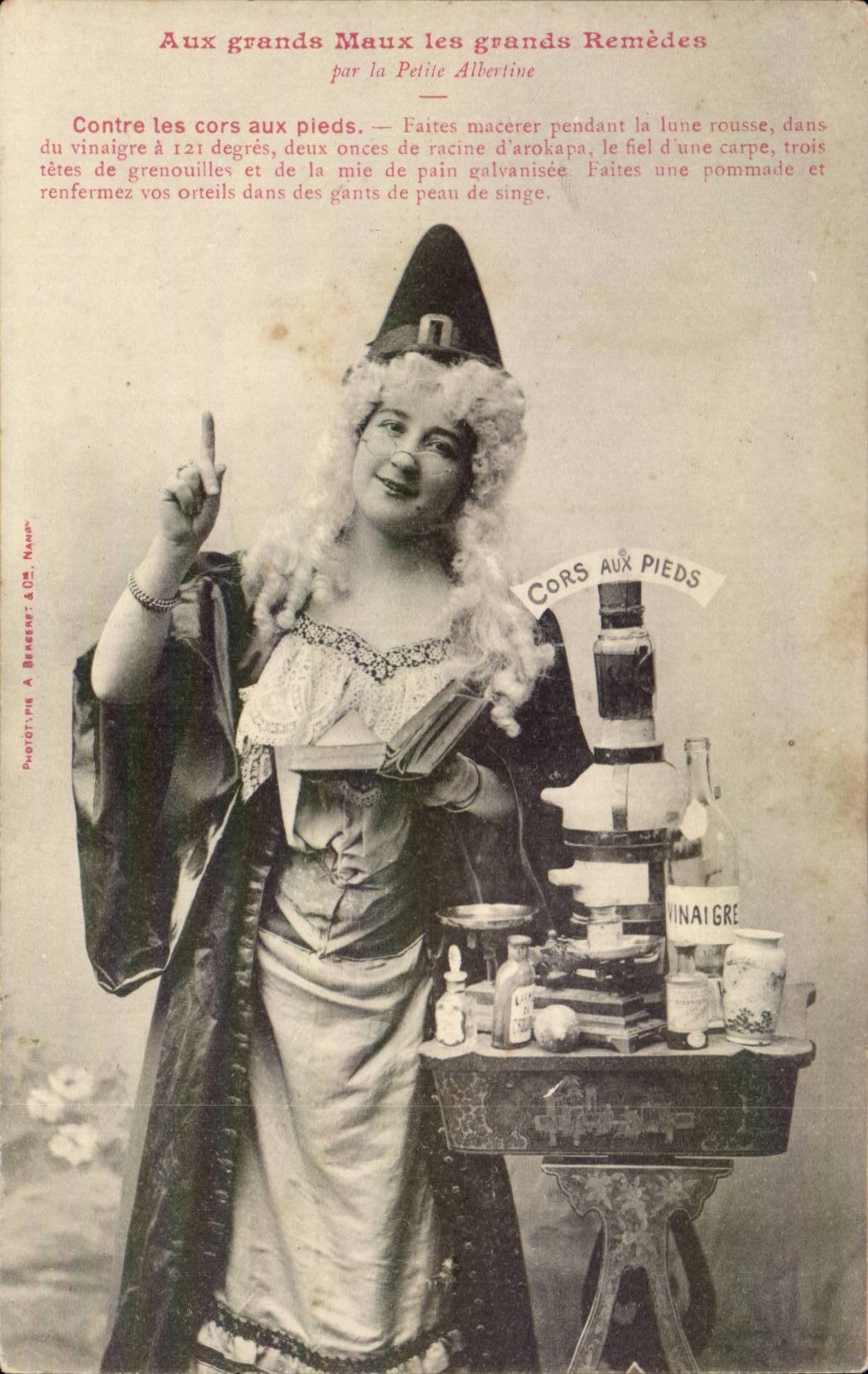 CPA Aux grands maux les grands remedes par la petite Albertine Contre les cors aux pieds (medecine)
