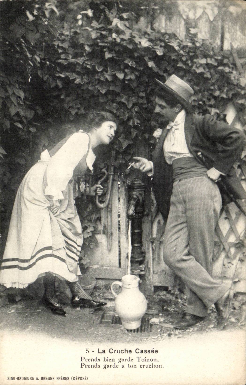 CPA the jug cassee Prends Toinon guard take guard has your small jug (folklore woman)