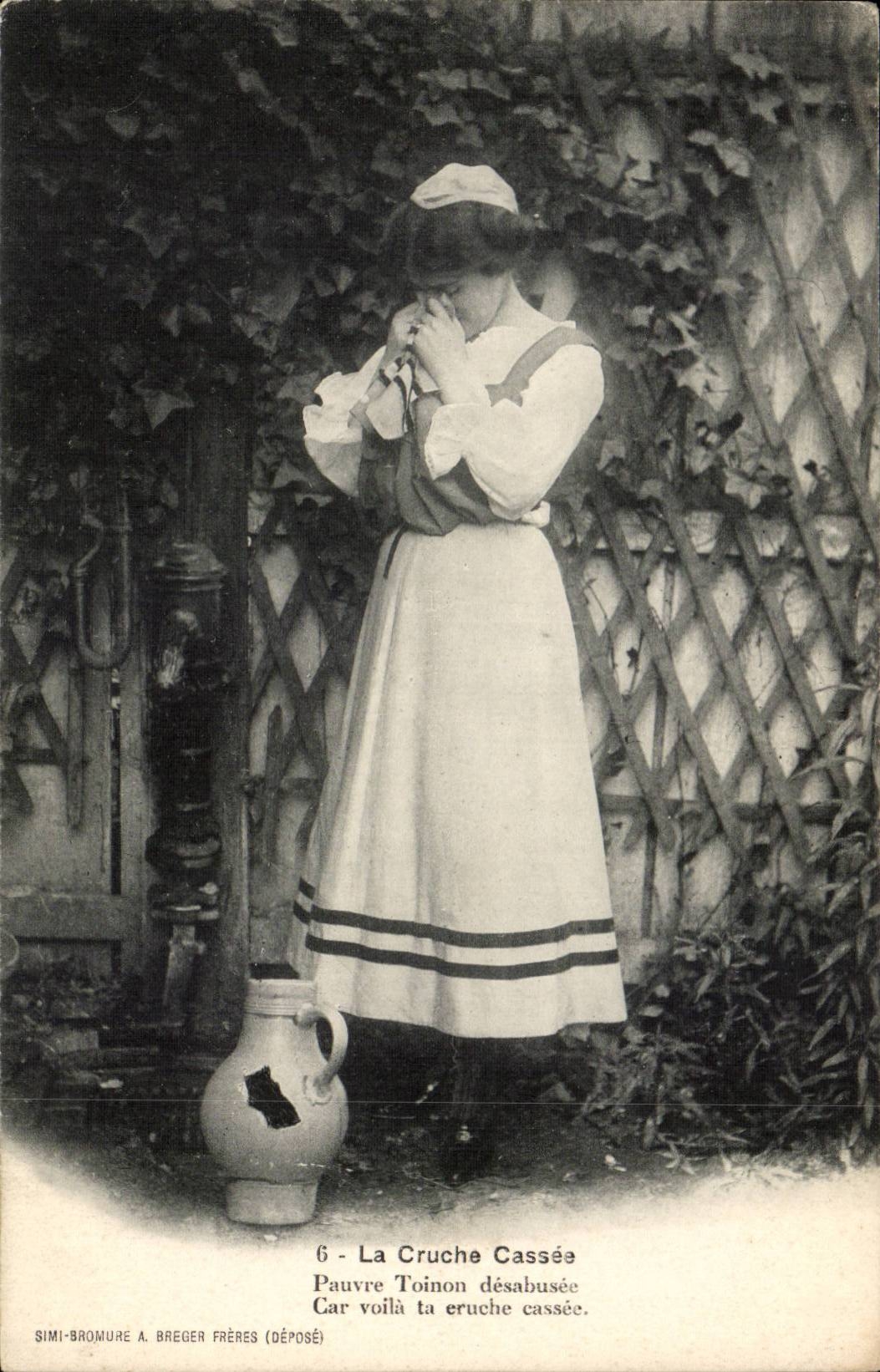 CPA the jug cassee Poor Toinon disillusioned because here is your jug cassee (folklore woman)