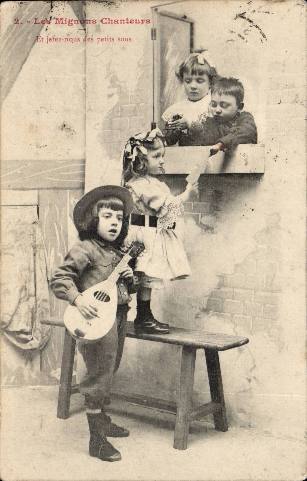 CPA Phantasie-Kinder die netten Sanger (mandoline Gitarre)