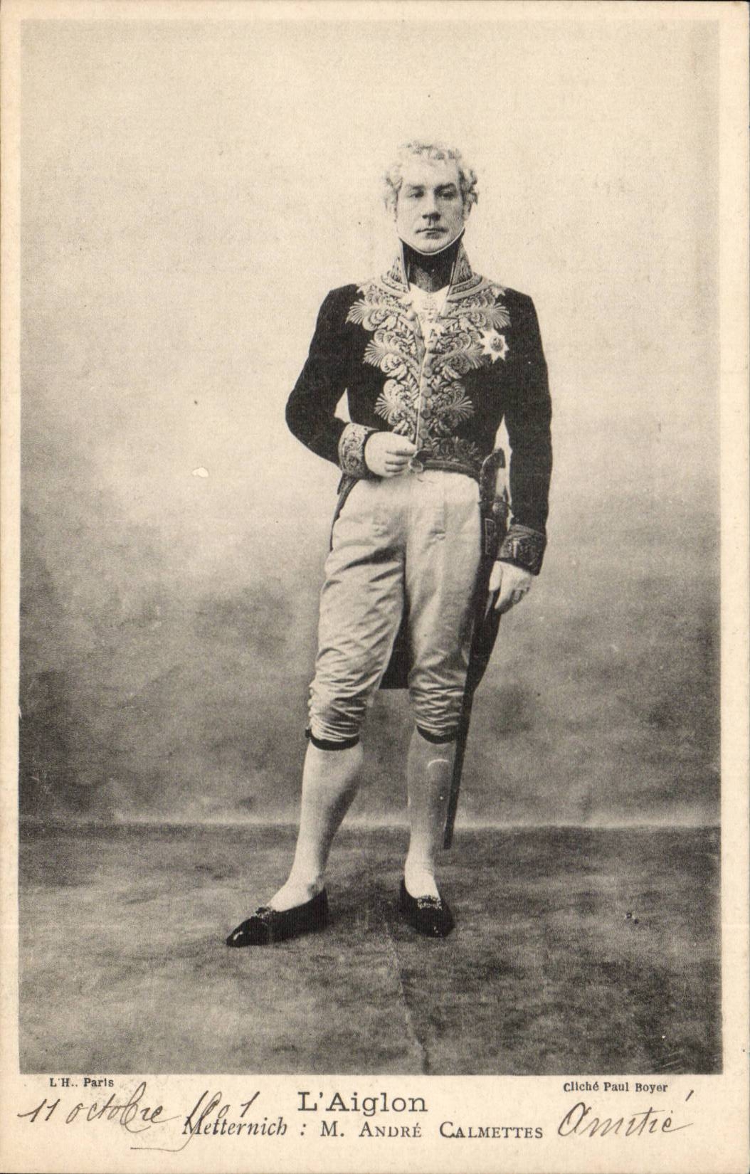 CPA die Eaglet Mrs Sarah Bernhardt Metternich M Andre Calmettes (Theater)