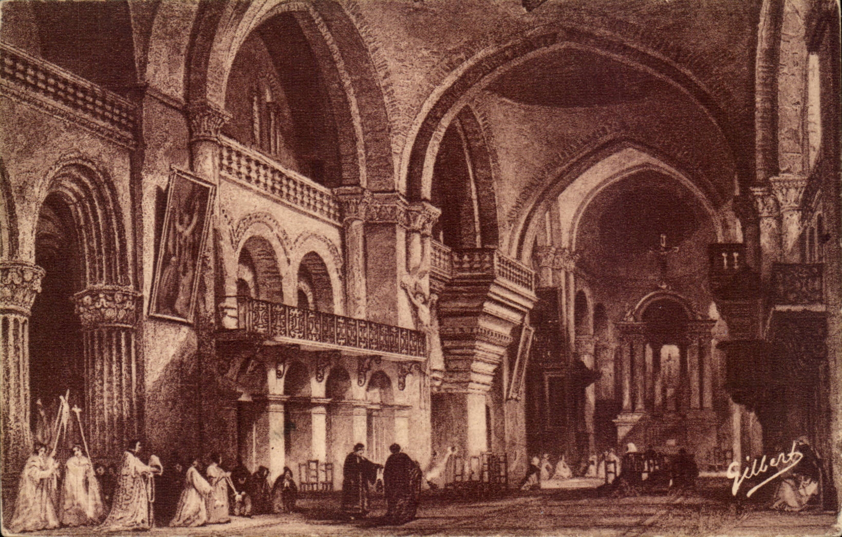 Angouleme CPA Interieur de la cathedrale Saint Pierre sous le domination anglaise (d'apres une estampe de l'epoque)