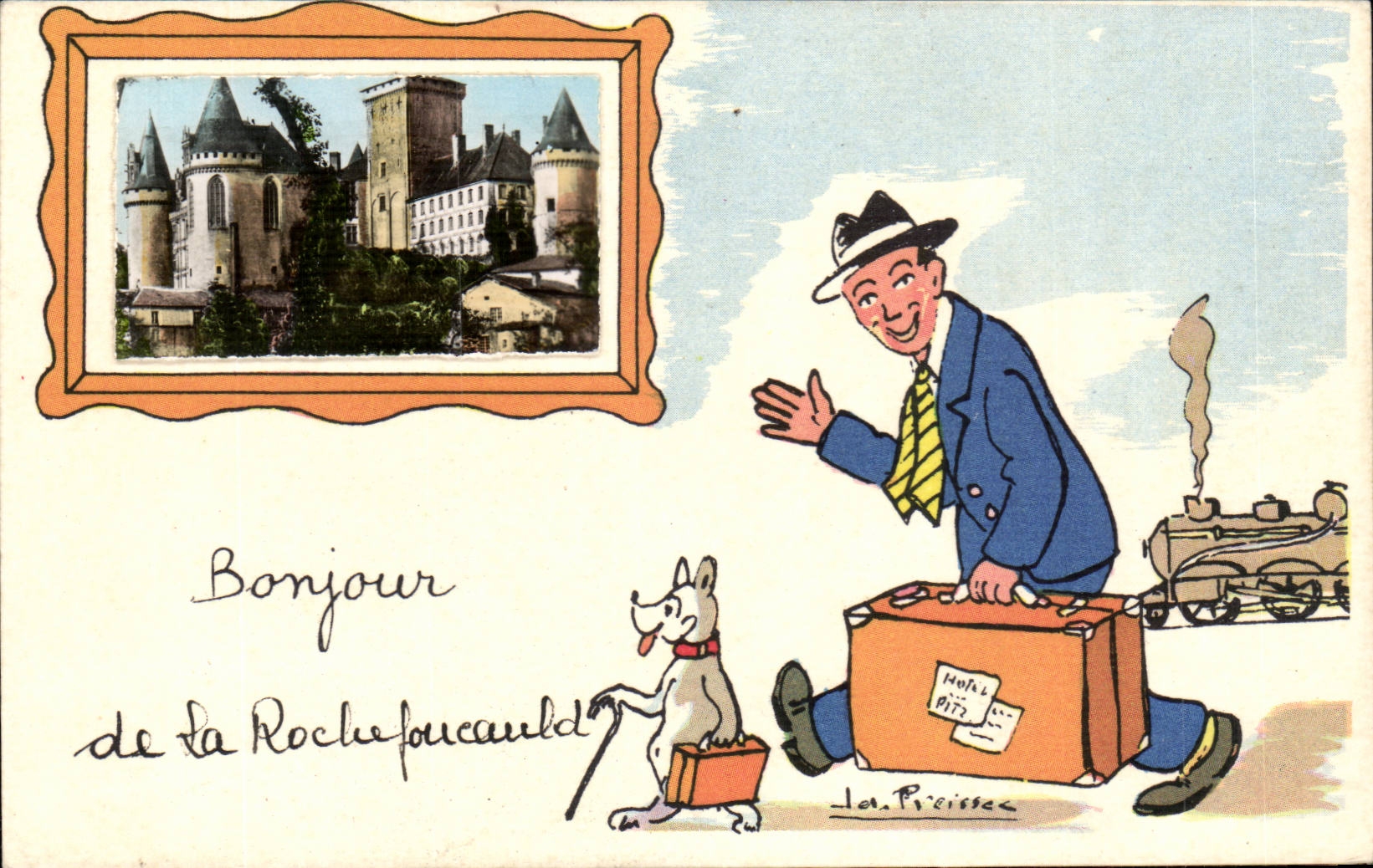 CPA Humor Hello of Rochefoucauld (dog castle shits)