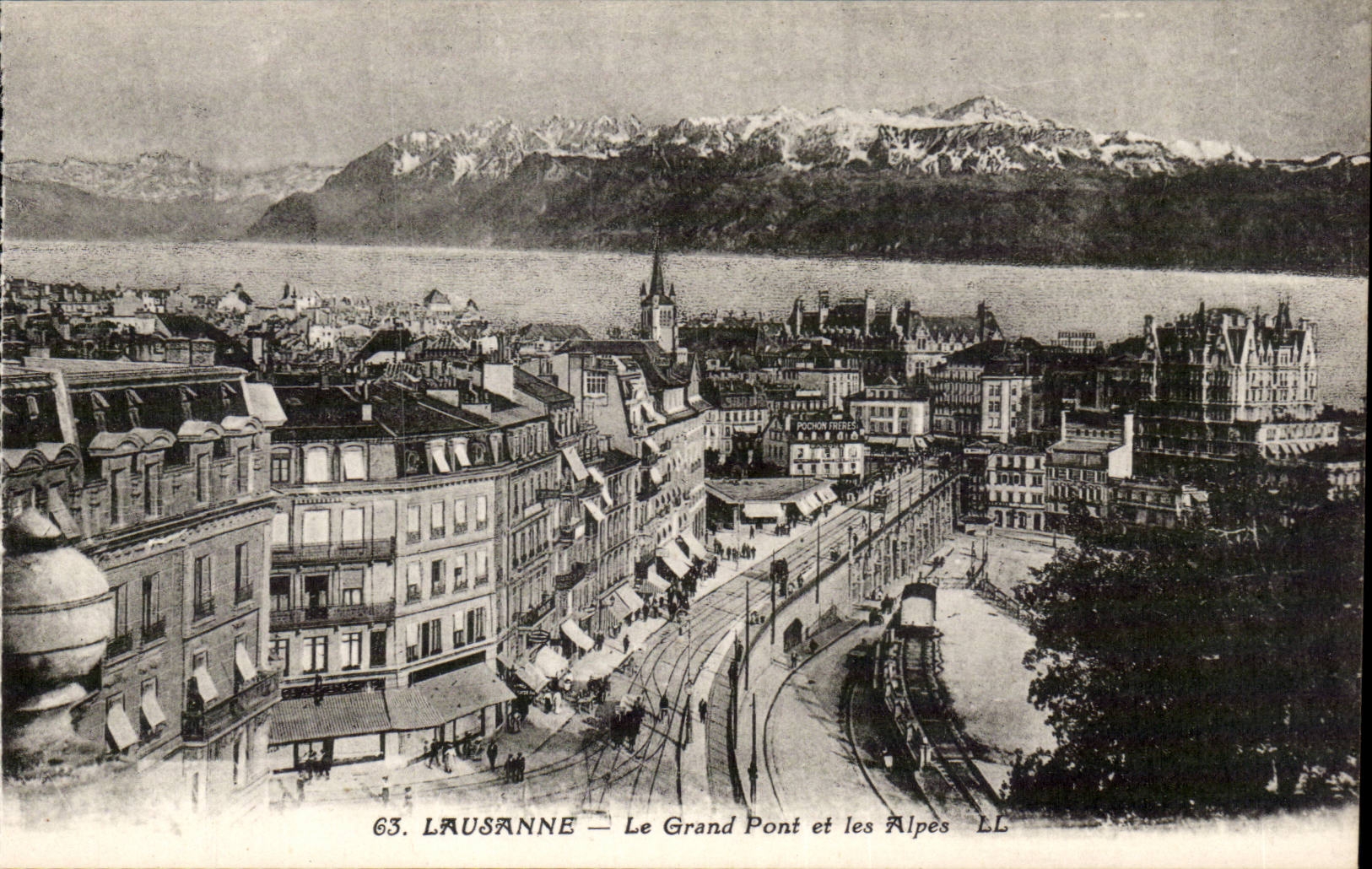 Switzerland - Schweiz - Lausanne - the Large Bridge and the Alps - CPA