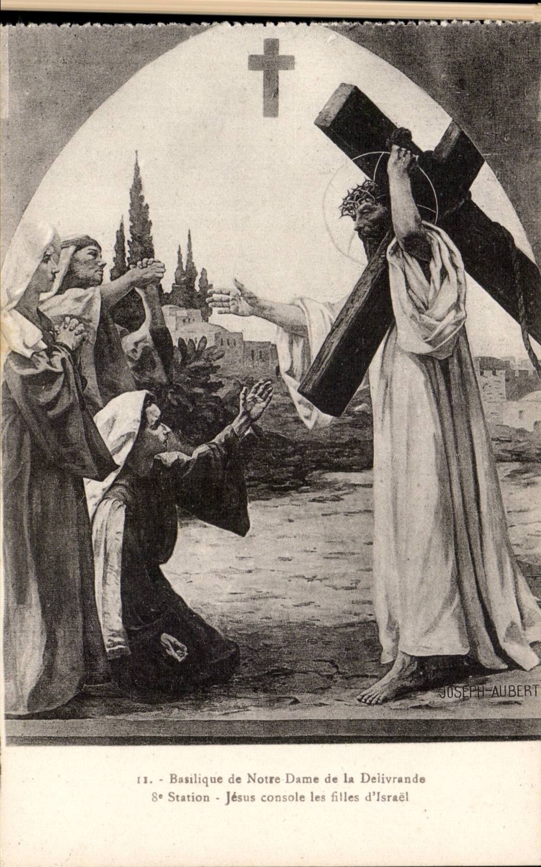 Notre Dame basilica of Delivrande - Jesus comforts the Girls - CPA