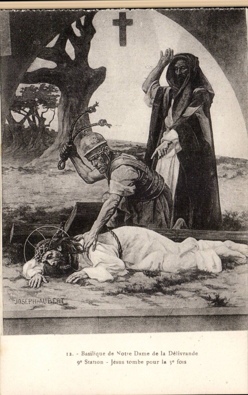 Notre Dame basilica of Delivrande - Jesus fall for the 3 times - CPA