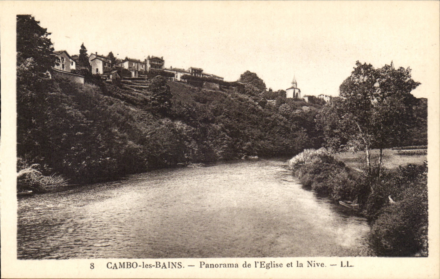 Cambo les Bains - Panorama of the Church and Nive - CPA