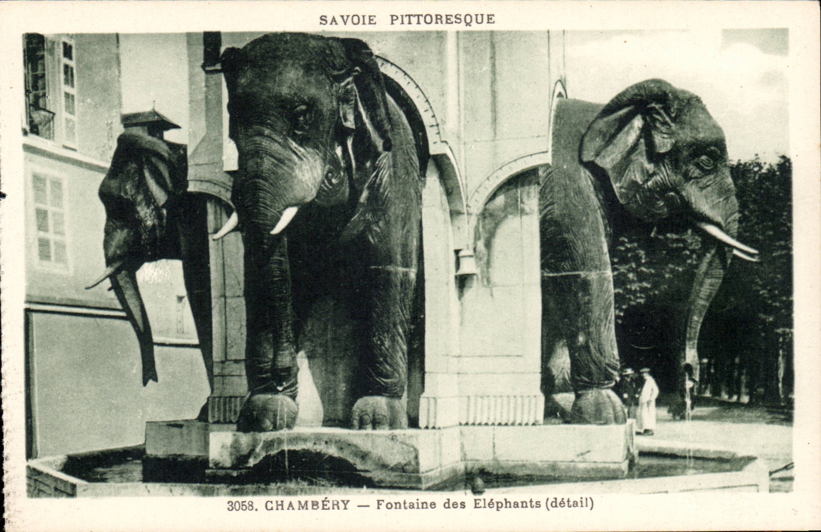 Chambery - Fountain of the Elephants - CPA