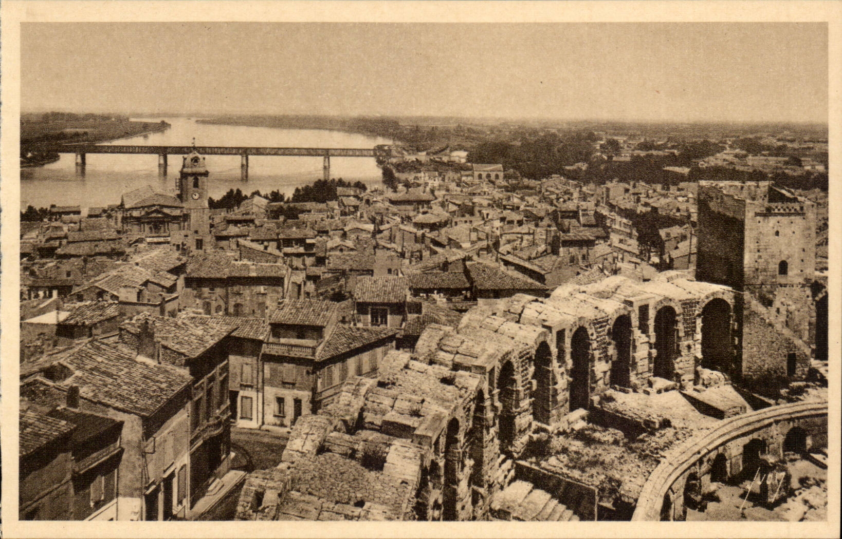 Arles - View - the Arena and the Rhone - CPA