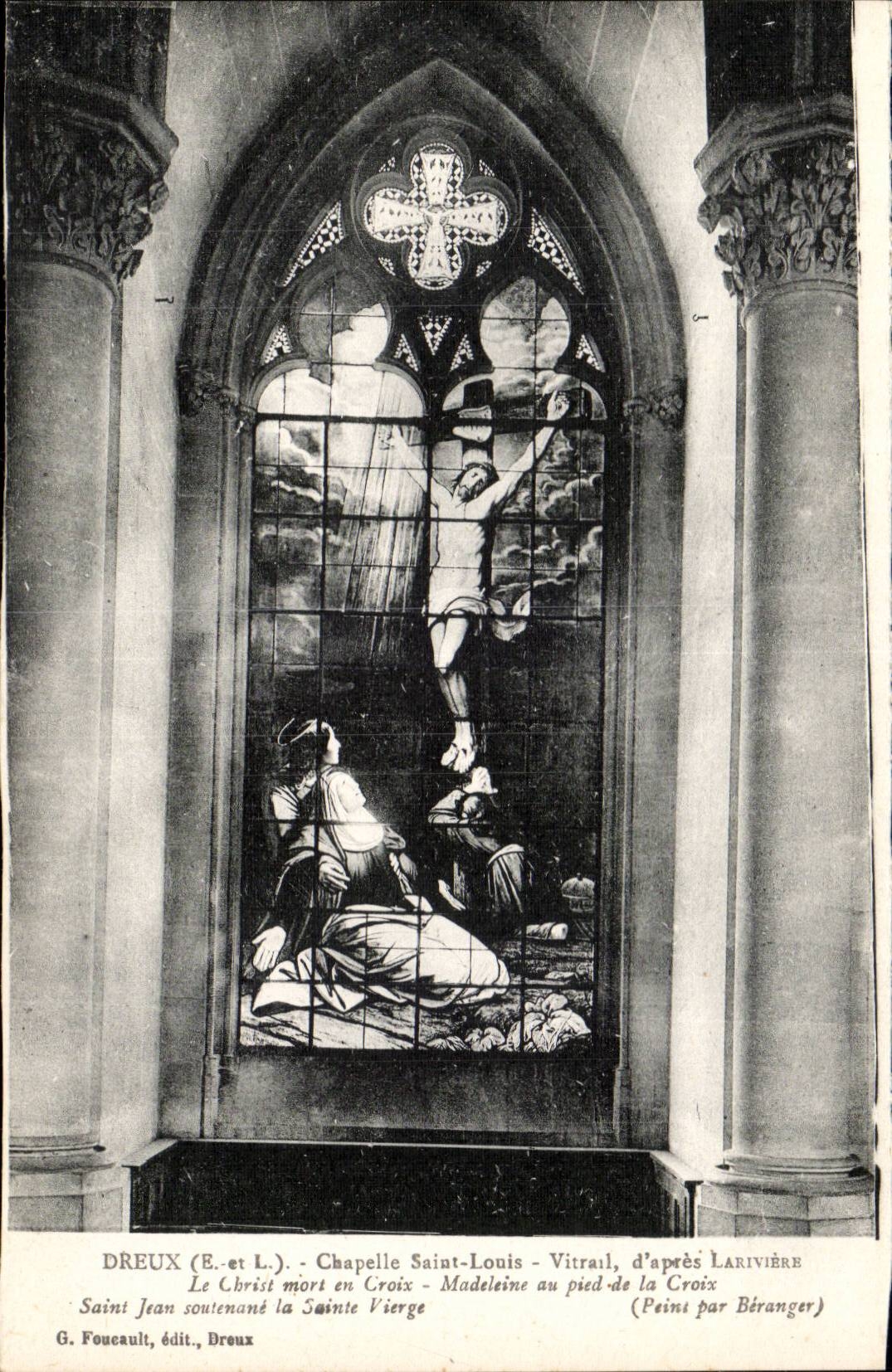 Dreux - Wolbung-Saint Louis - Buntglas - Christ biss mit dem Kreuz - Madeleine mit dem Fuss des Kreuzes - CPA