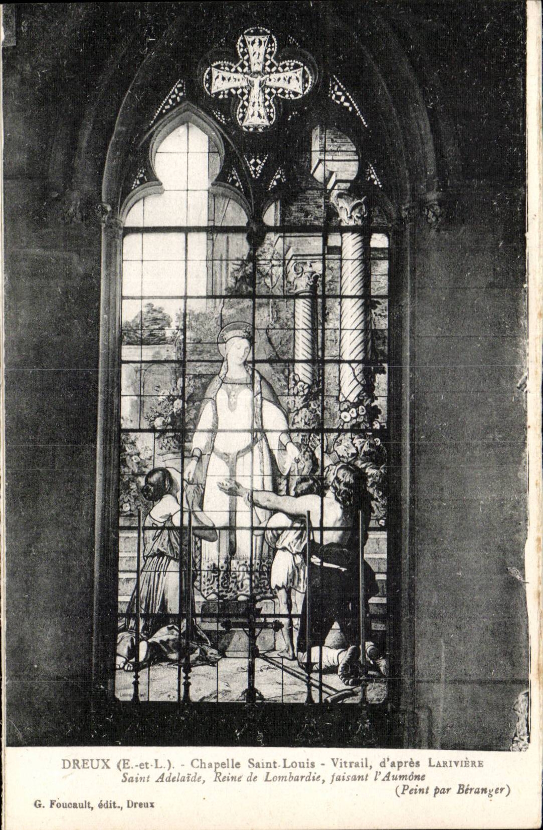 Dreux - Vault Holy Louis - Stained glass - Sainte Adelaide - Queen of Lombardy - CPA