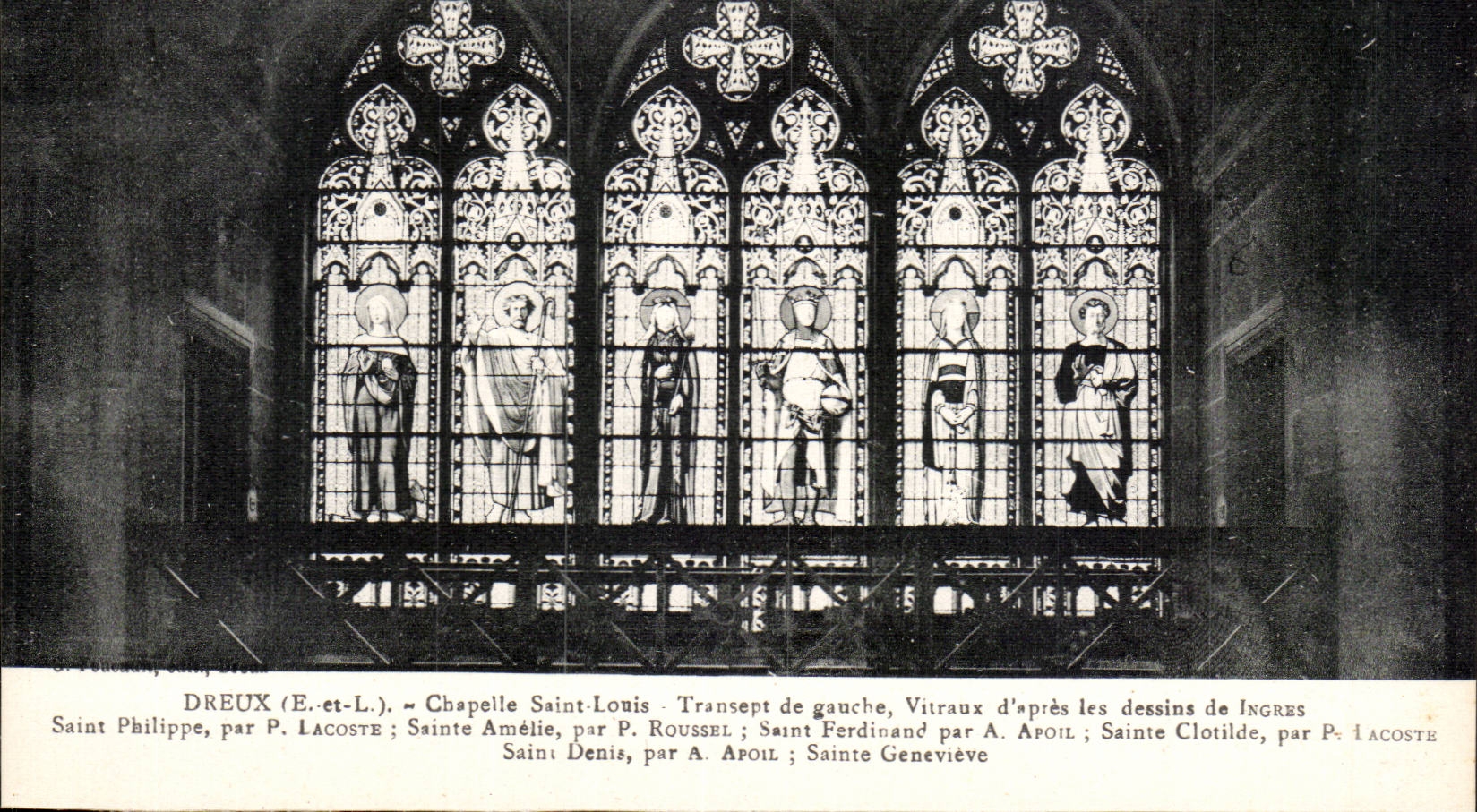 Dreux - Vault Holy Louis - Stained glass - Sainte Amelie - Saint Denis - Genevieve - CPA