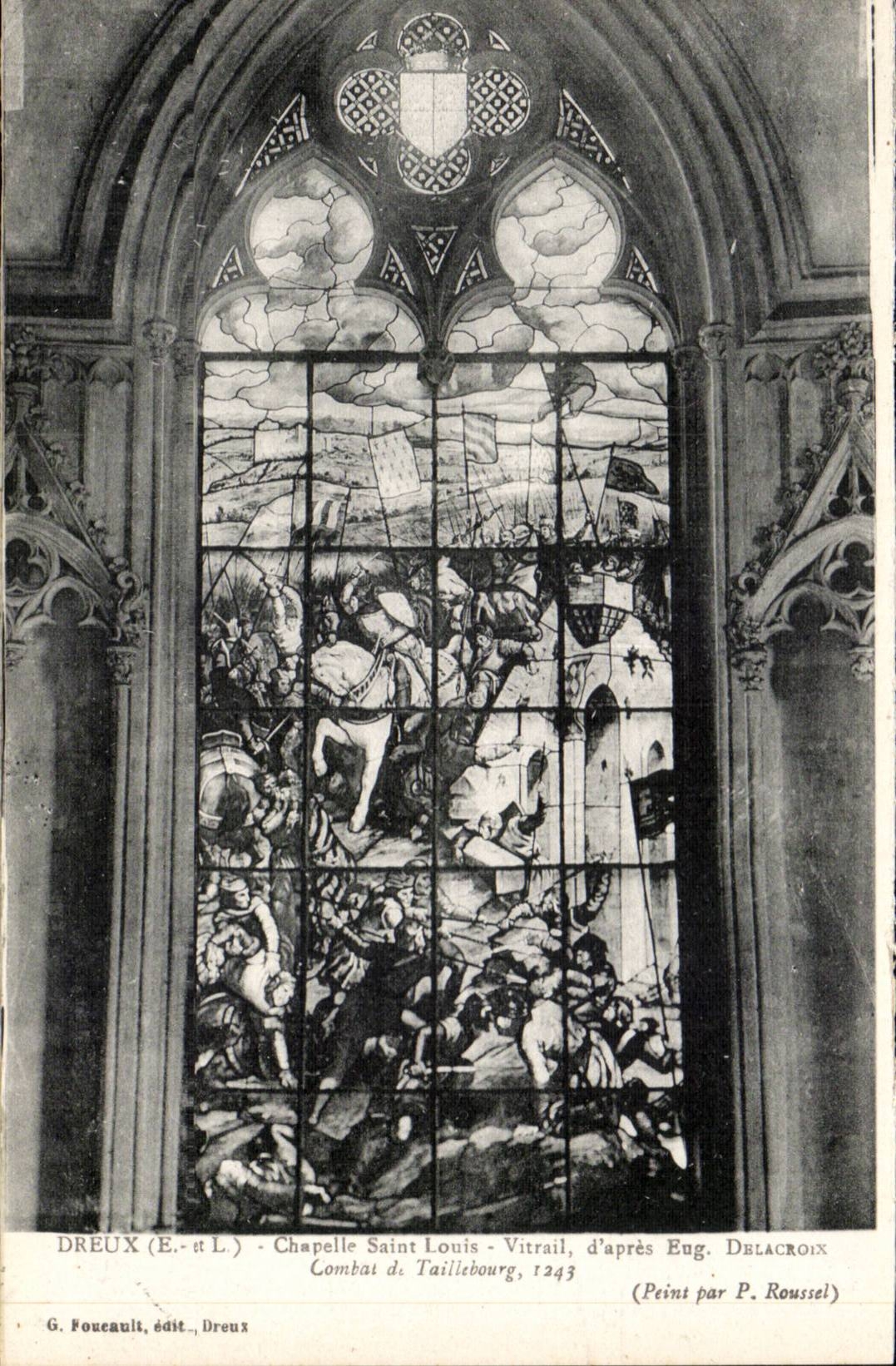 Dreux - Vault Saint Louis - Stained glass - Combat of Taillebour - CPA