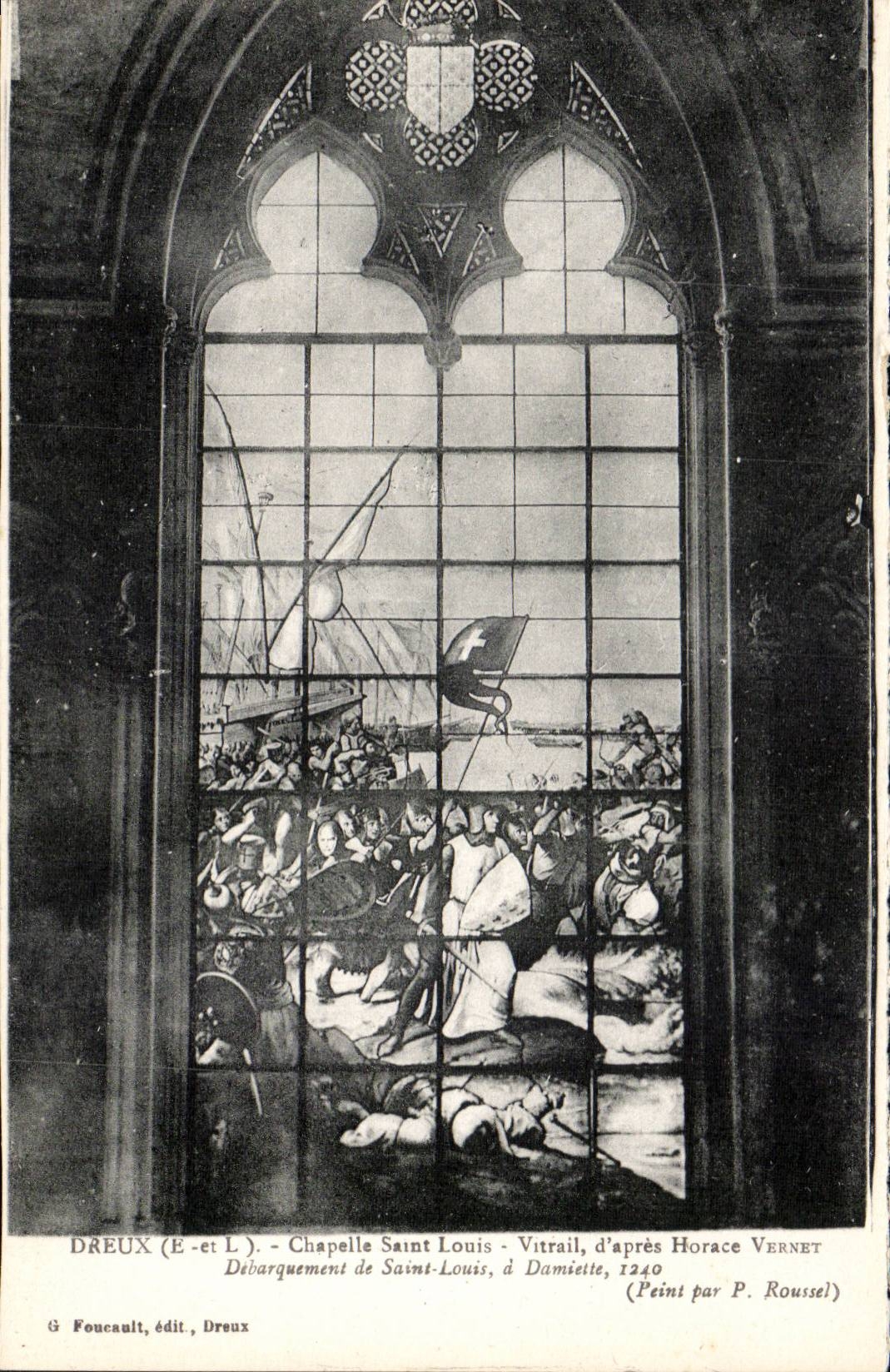 Dreux - Vault Saint Louis - Stained glass - Unloading of Saint Louis has Damiette - CPA