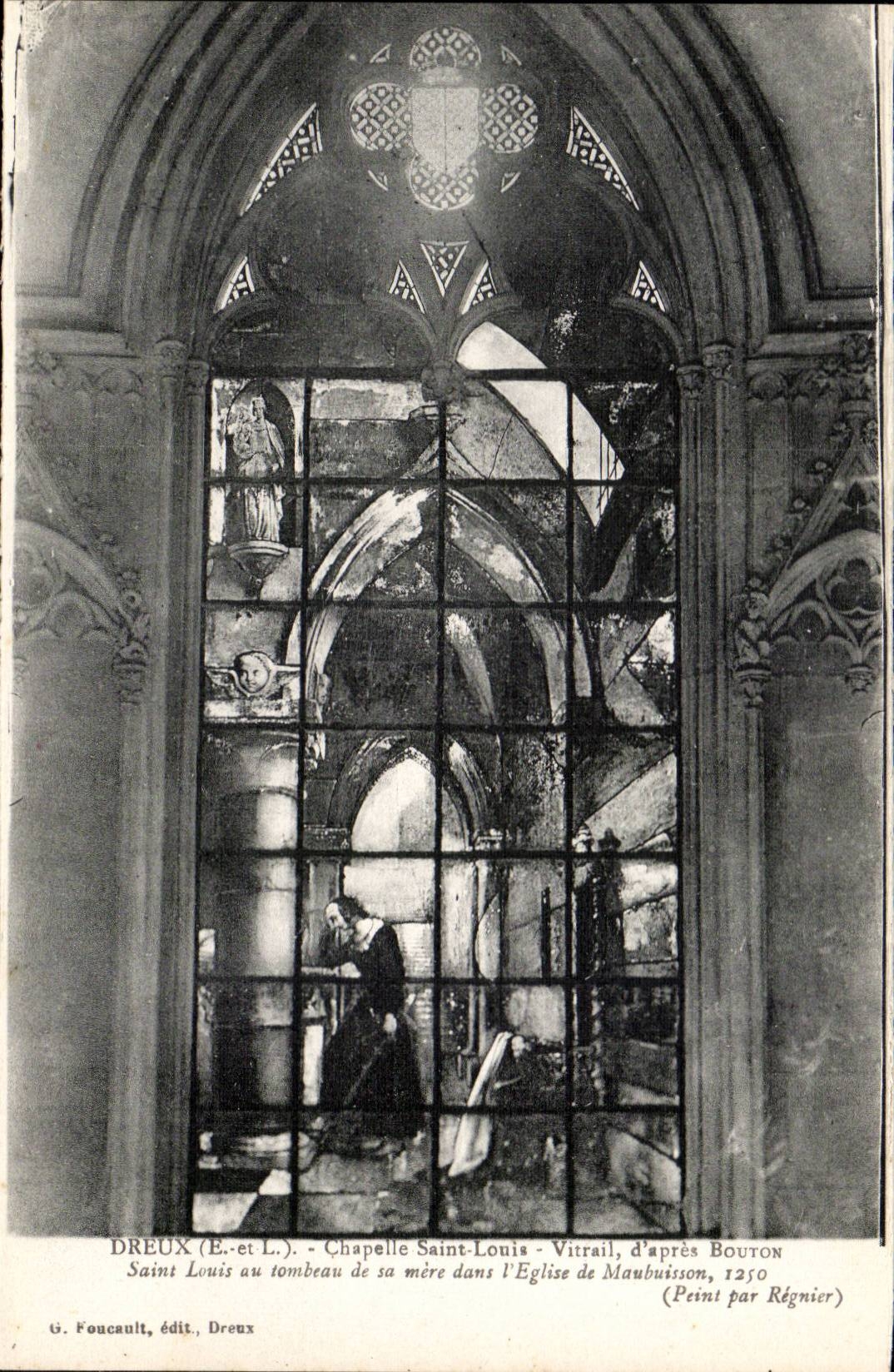 Dreux - Vault Saint Louis - Stained glass - Saint Louis with the Tomb of his/her Mother - CPA