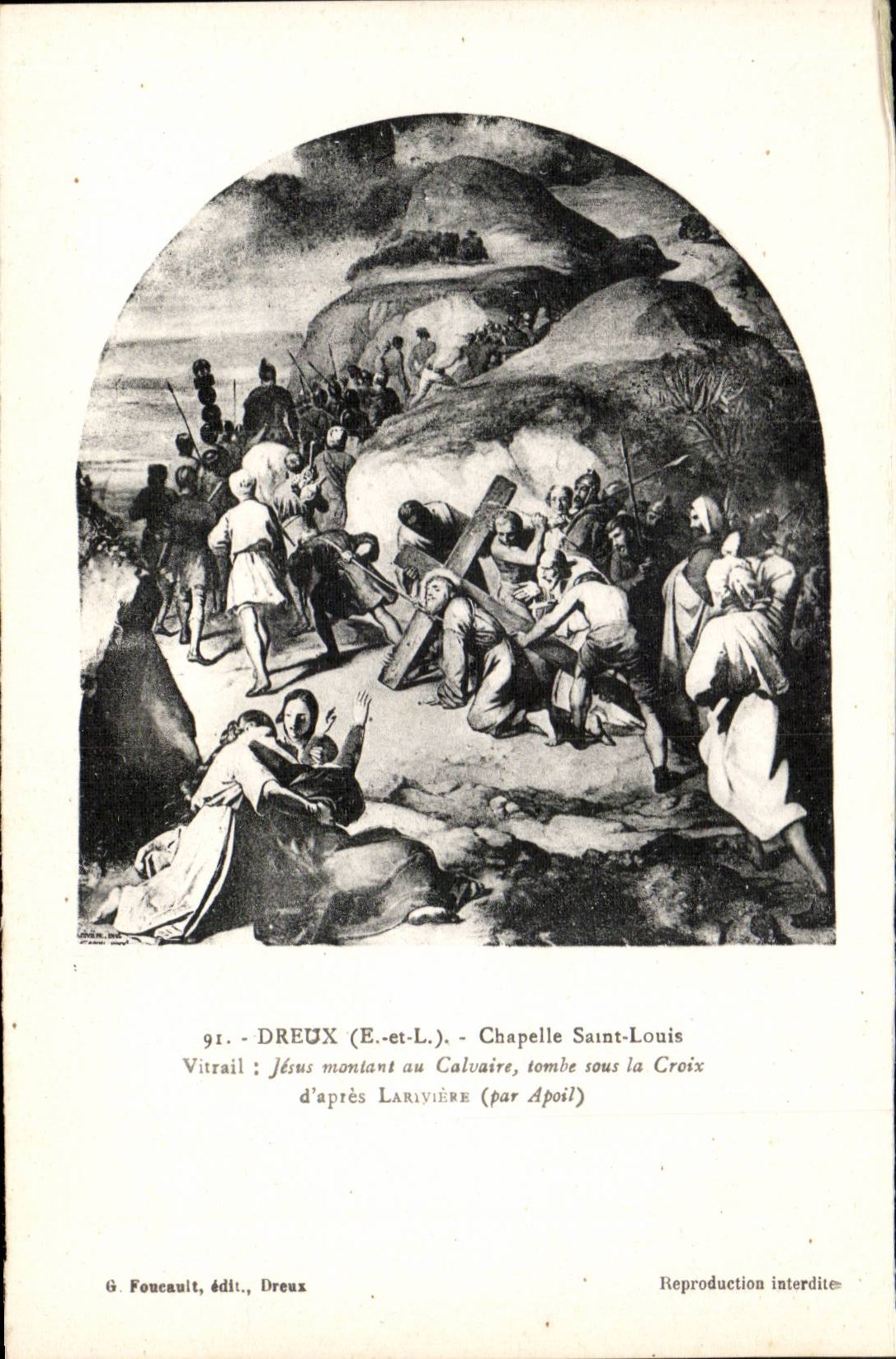 Dreux - Vault Saint Louis - Stained glass - Jesus going up to the Martyrdom - CPA