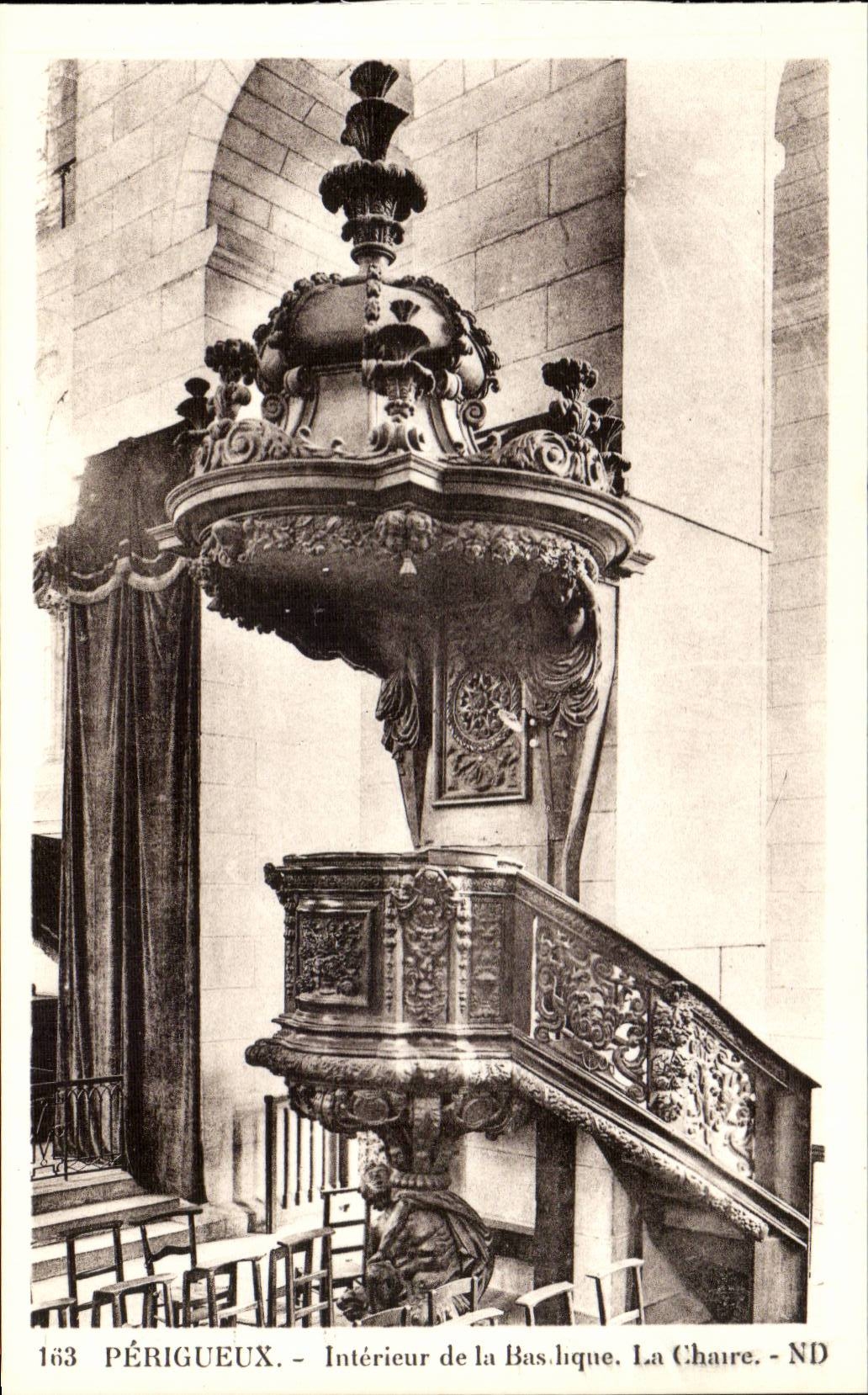 Interior Perigueux CPA of the basilica the pulpit