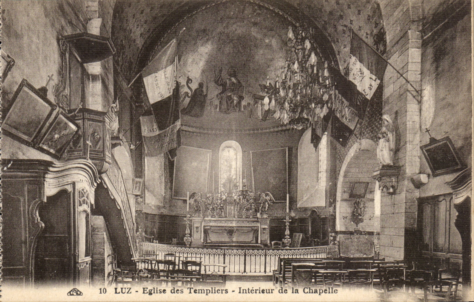 Luz CPA Kirche des templiers Innenraums der Wolbung