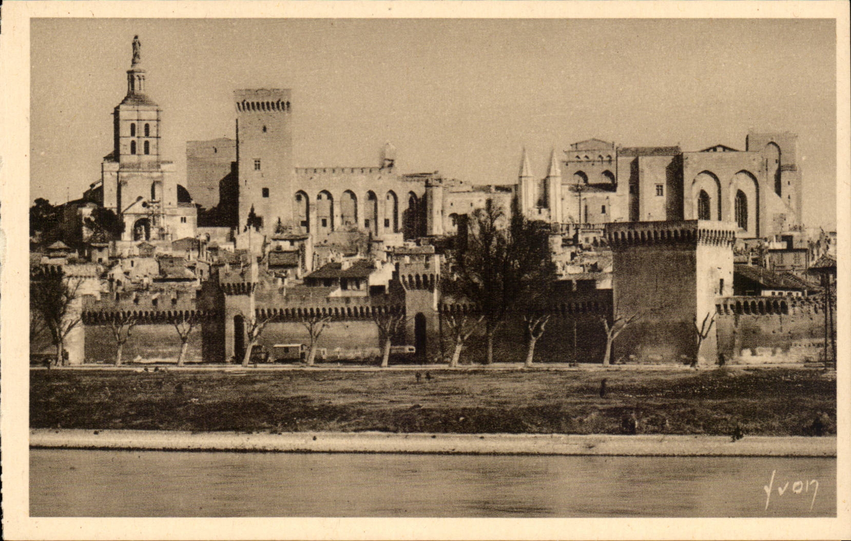 Gaumen Avignon-CPA der Papste Seen von rechter Bank der Rhônes